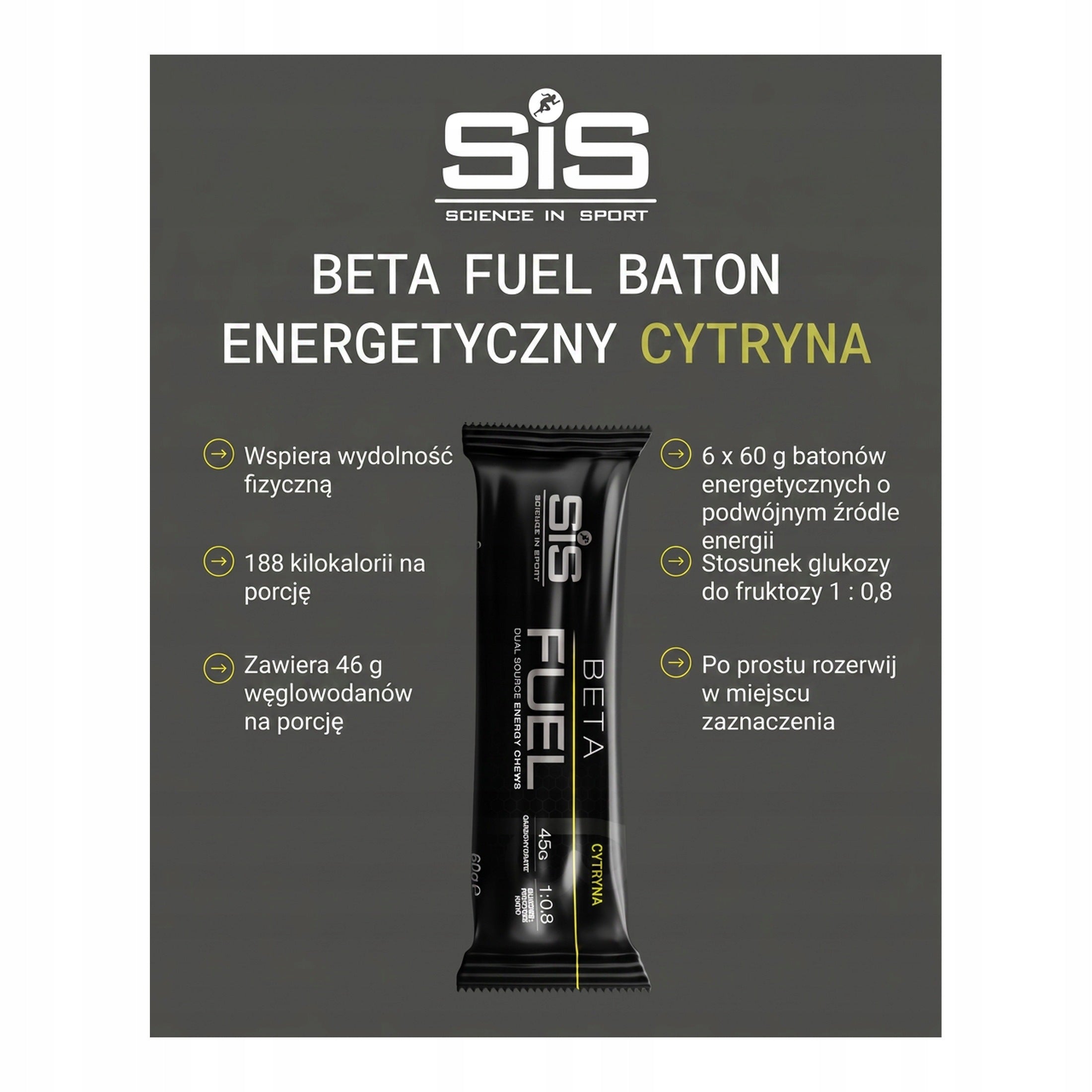 Science in Sport BETA Fuel Chews Lemon 6 Pack Packaging status original