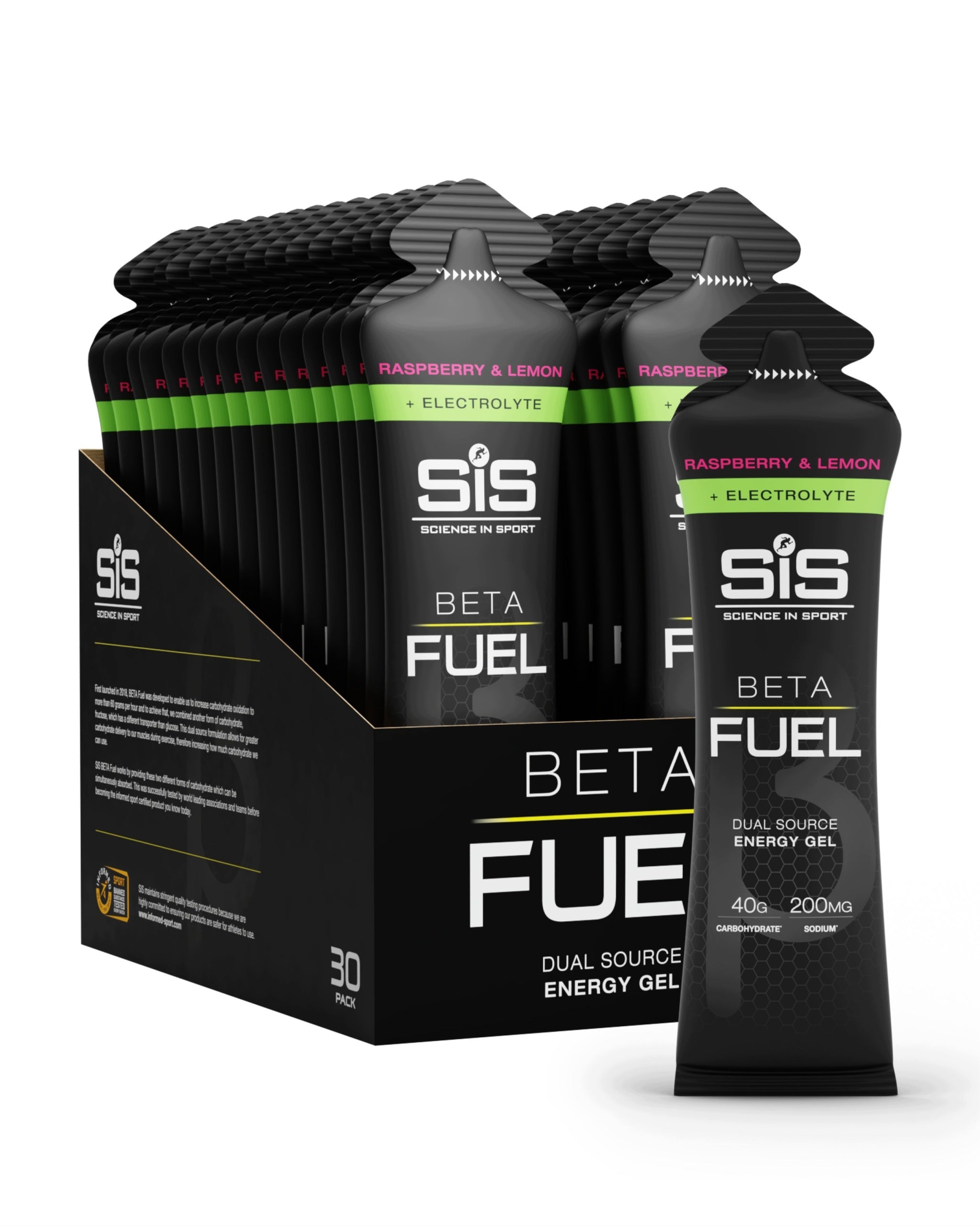 Science in Sport BETA Fuel + Electrolyte Gel Raspberry Lemon 30 Pack