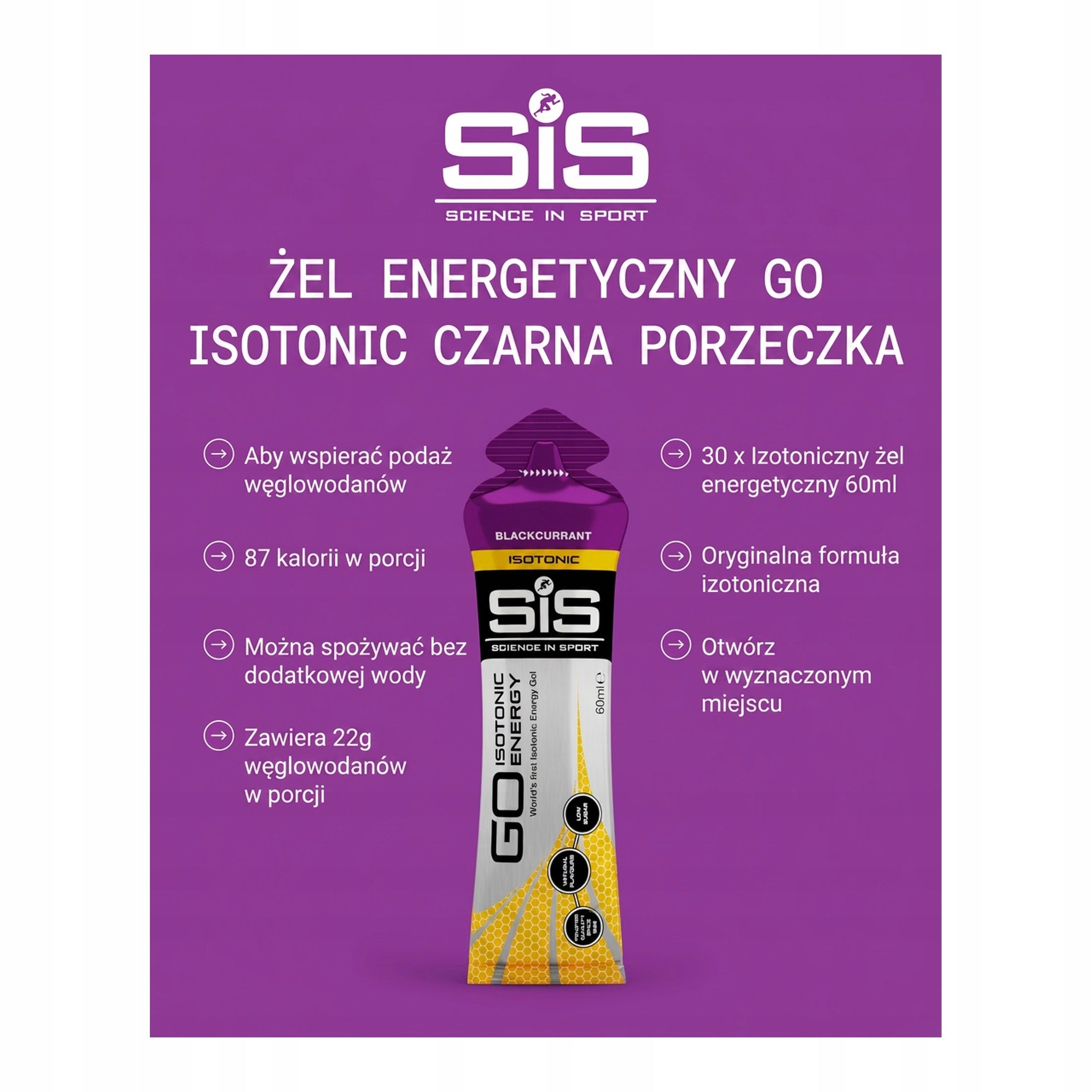Science in Sport GO Isotonic Energy Gel Black Currant 30 Pack Packaging status original