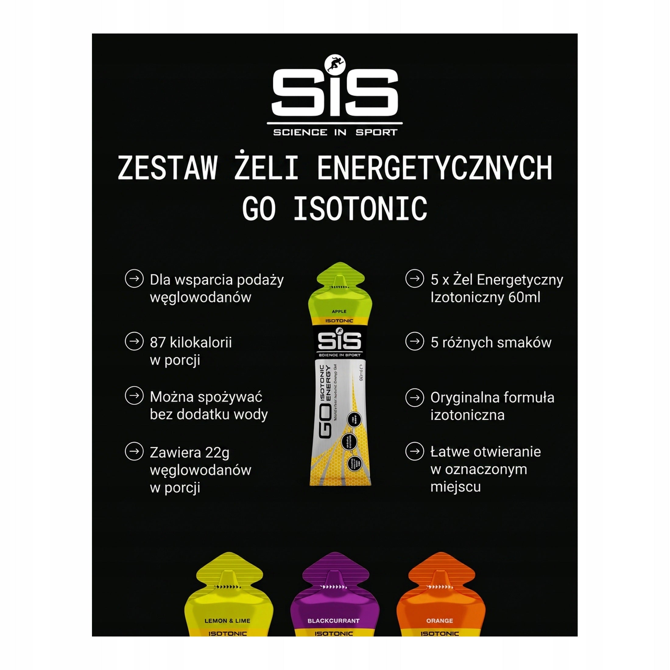 Science in Sport GO Isotonic Energy Gel Mix of Flavors 5 Pack Packaging status original