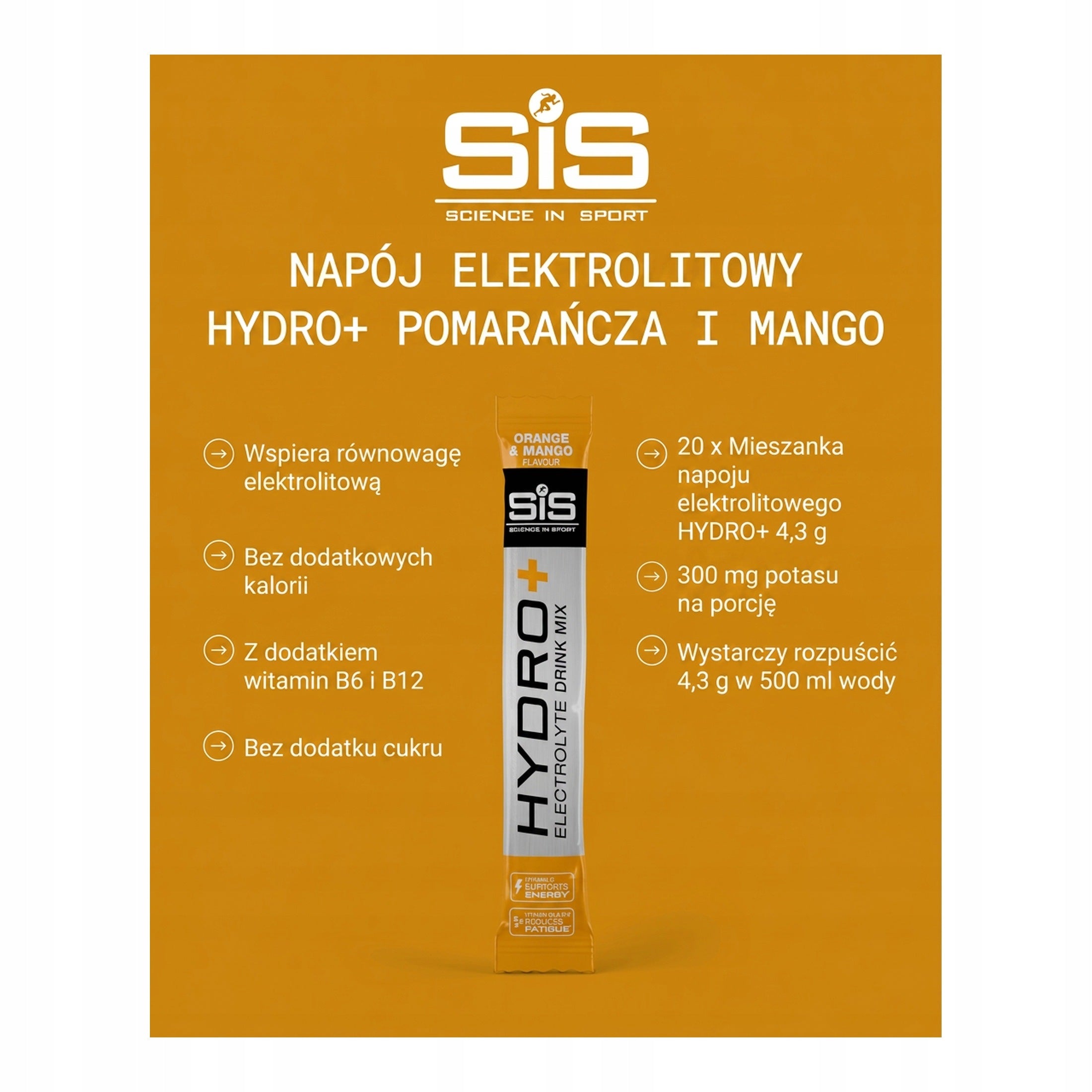 Science in Sport Hydro+ Drink Mix Orange Mango 20 sachets Packaging status original
