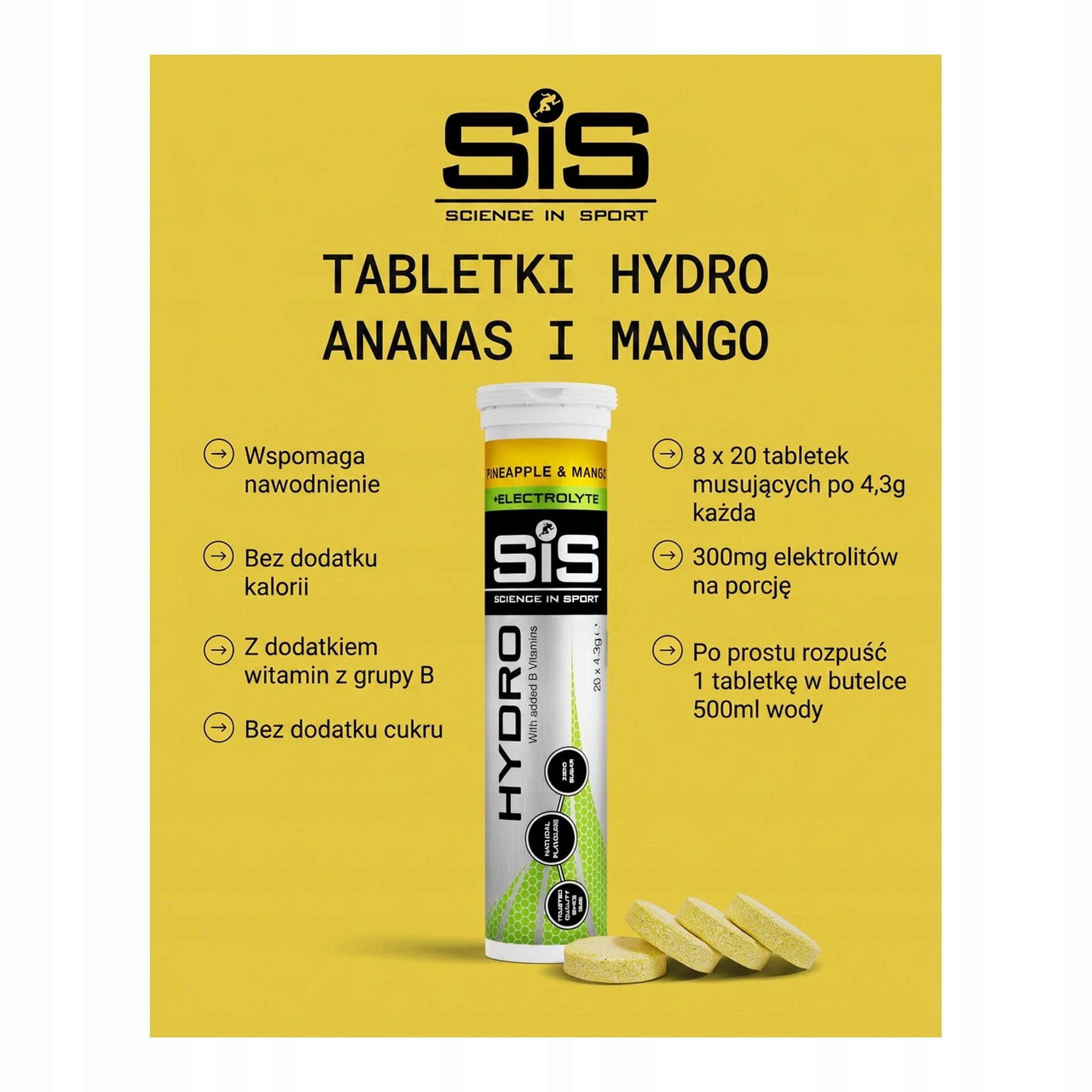 Science in Sport Hydro Electrolytes Pineapple Mango 8x20 Tabs Packaging status original
