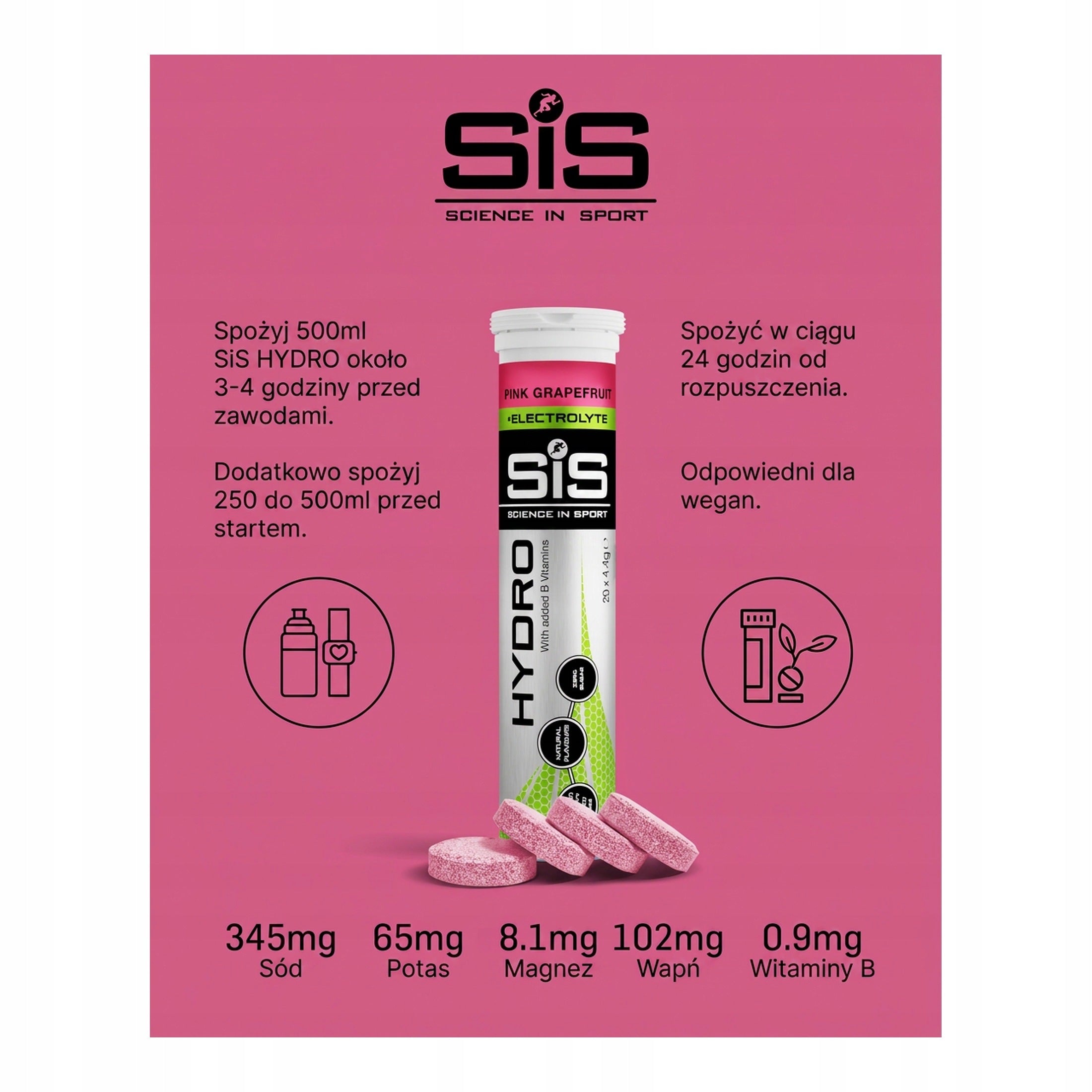 Science in Sport Hydro Electrolytes Pink Grapefruit 8x20 Tabs Expiration date not specified