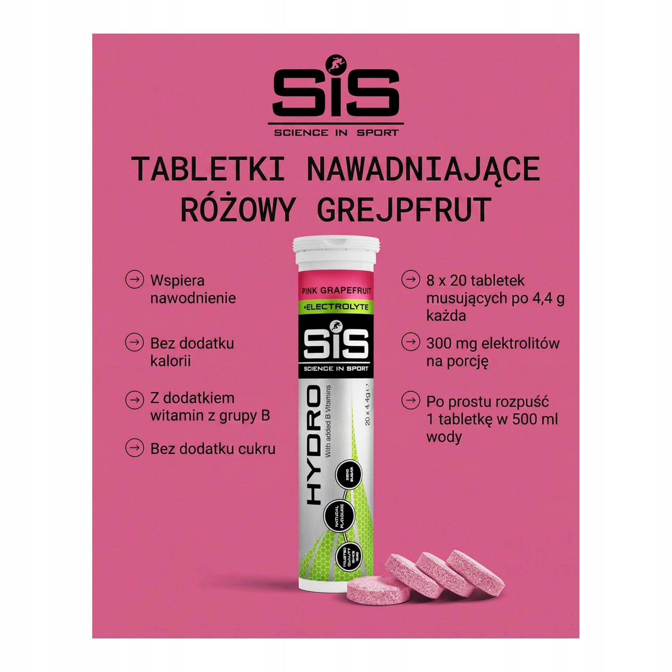 Science in Sport Hydro Electrolytes Pink Grapefruit 8x20 Tabs Packaging status original