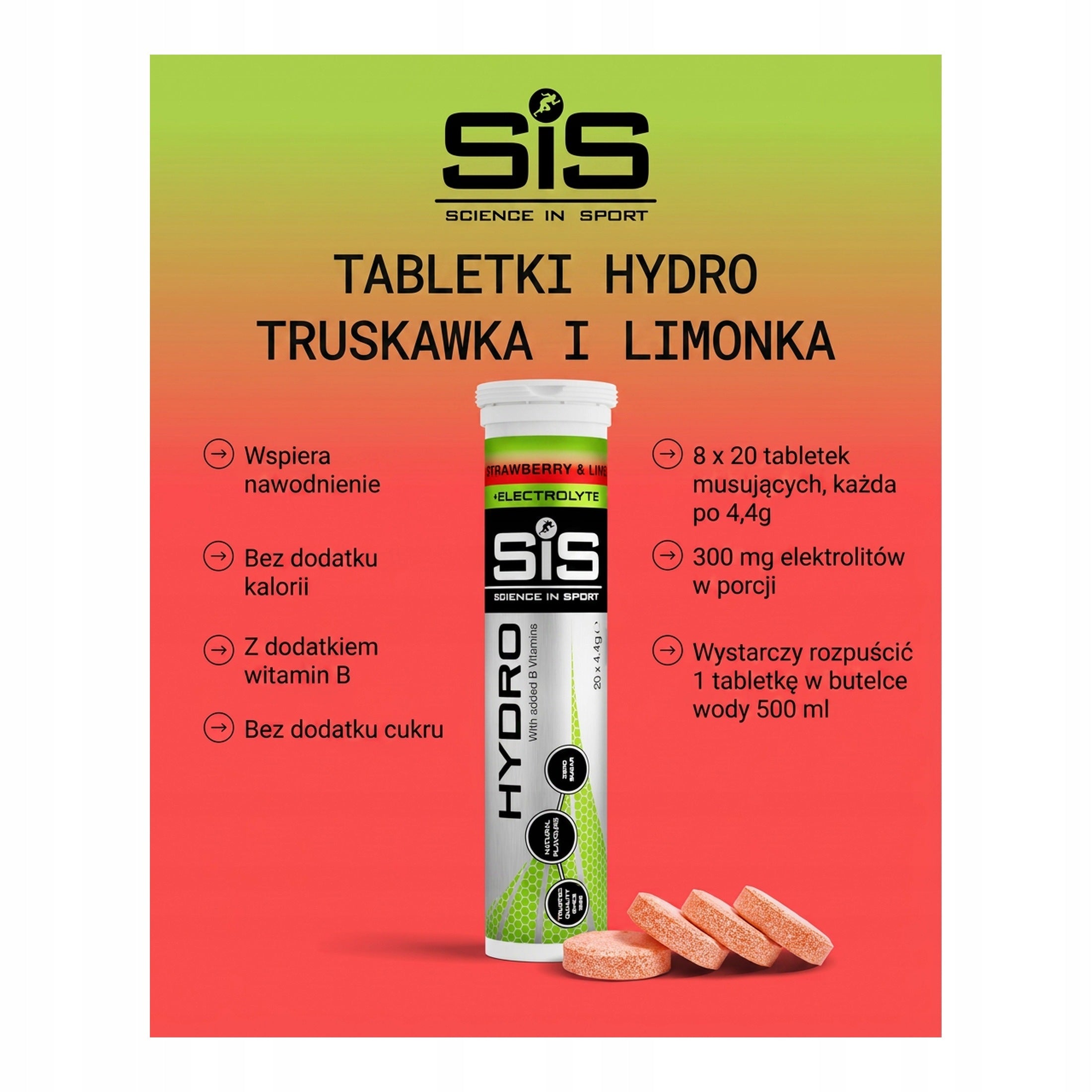 Science in Sport Hydro Electrolytes Strawberry Lime 8x20 Tabs Packaging status original