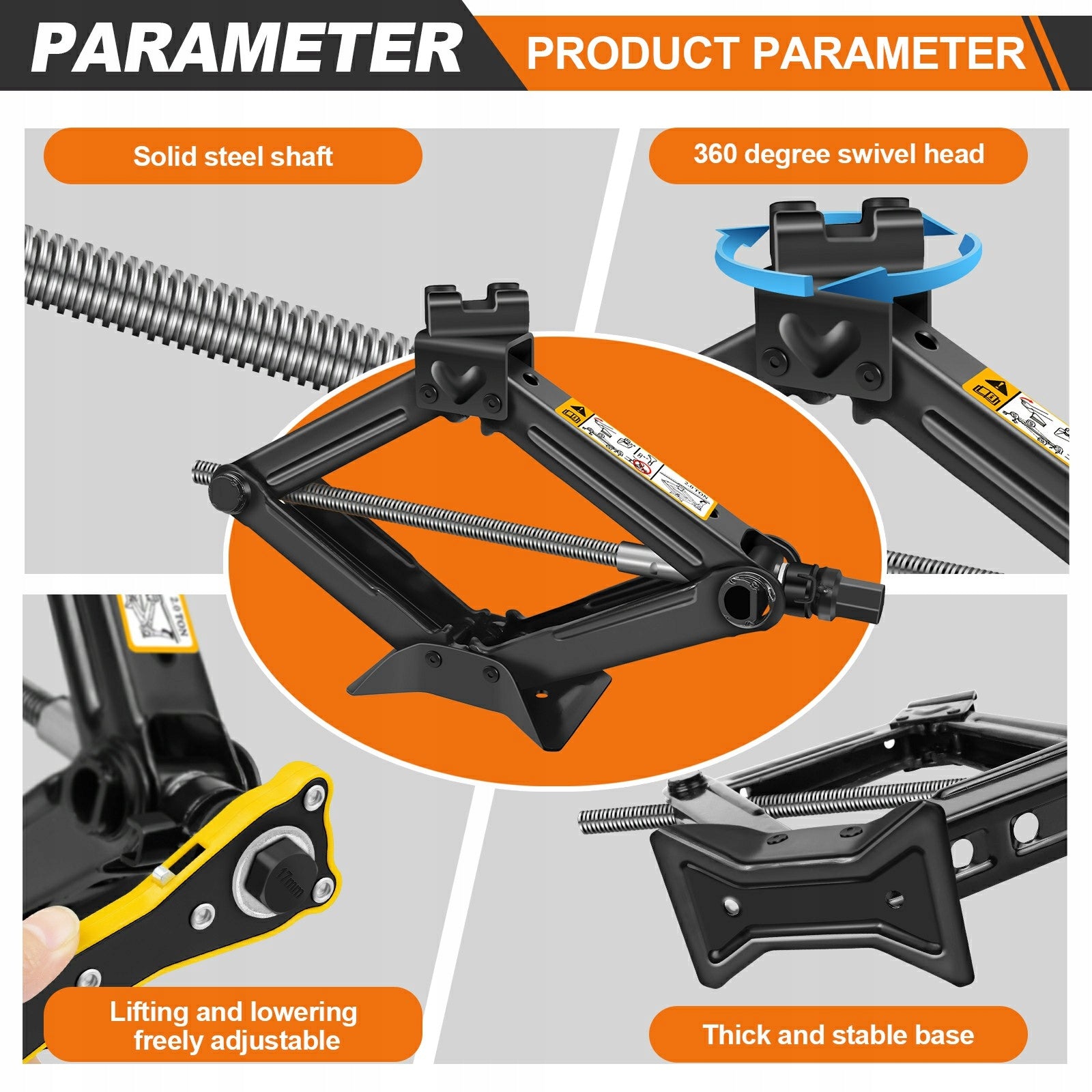 Scissor Car Jack | 2kg Lightweight | Double-Tooth Spiral Liftfor Sedan, SUV Manufacturer code SCISSORJACK-Y