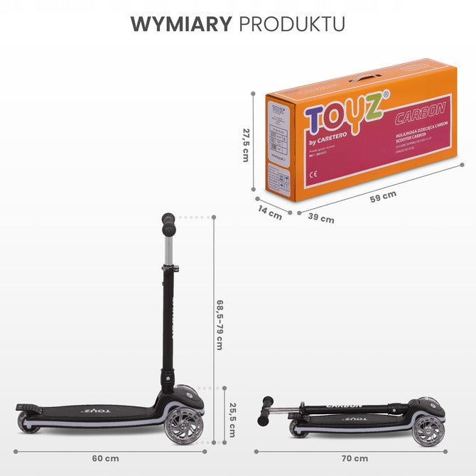 Scooter 3-wheel CARBON pink 04062 TOYZ Number of wheels 3