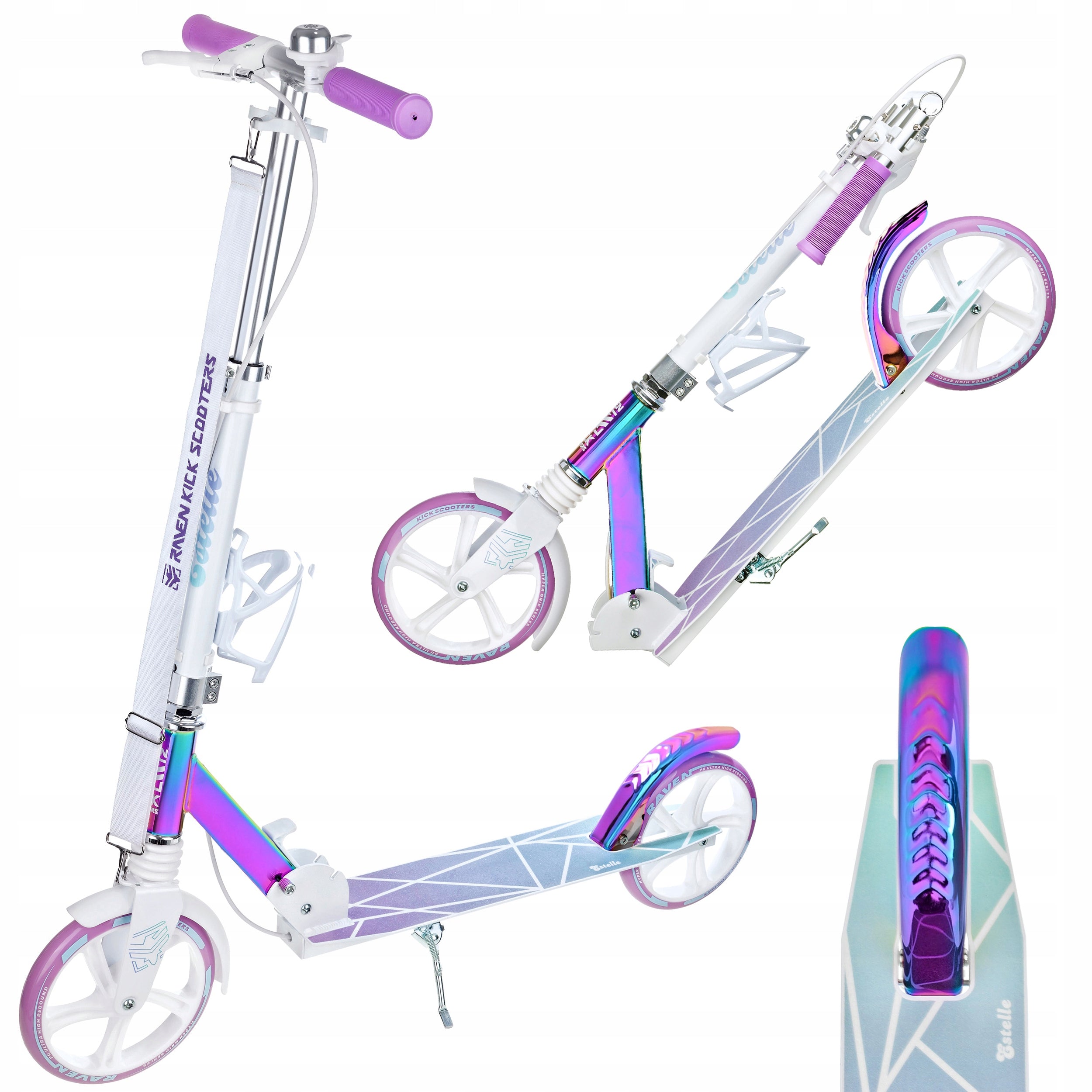 Scooter Folding RAVEN Estelle PRO White Neo Chrome 200mm shock absorber
