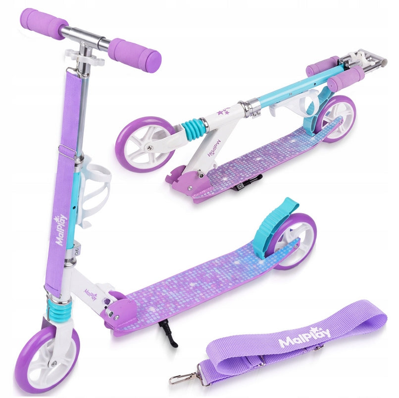 Scooter Folding with Strap Water Bottle Holder Cushioned with Brake Lightweight