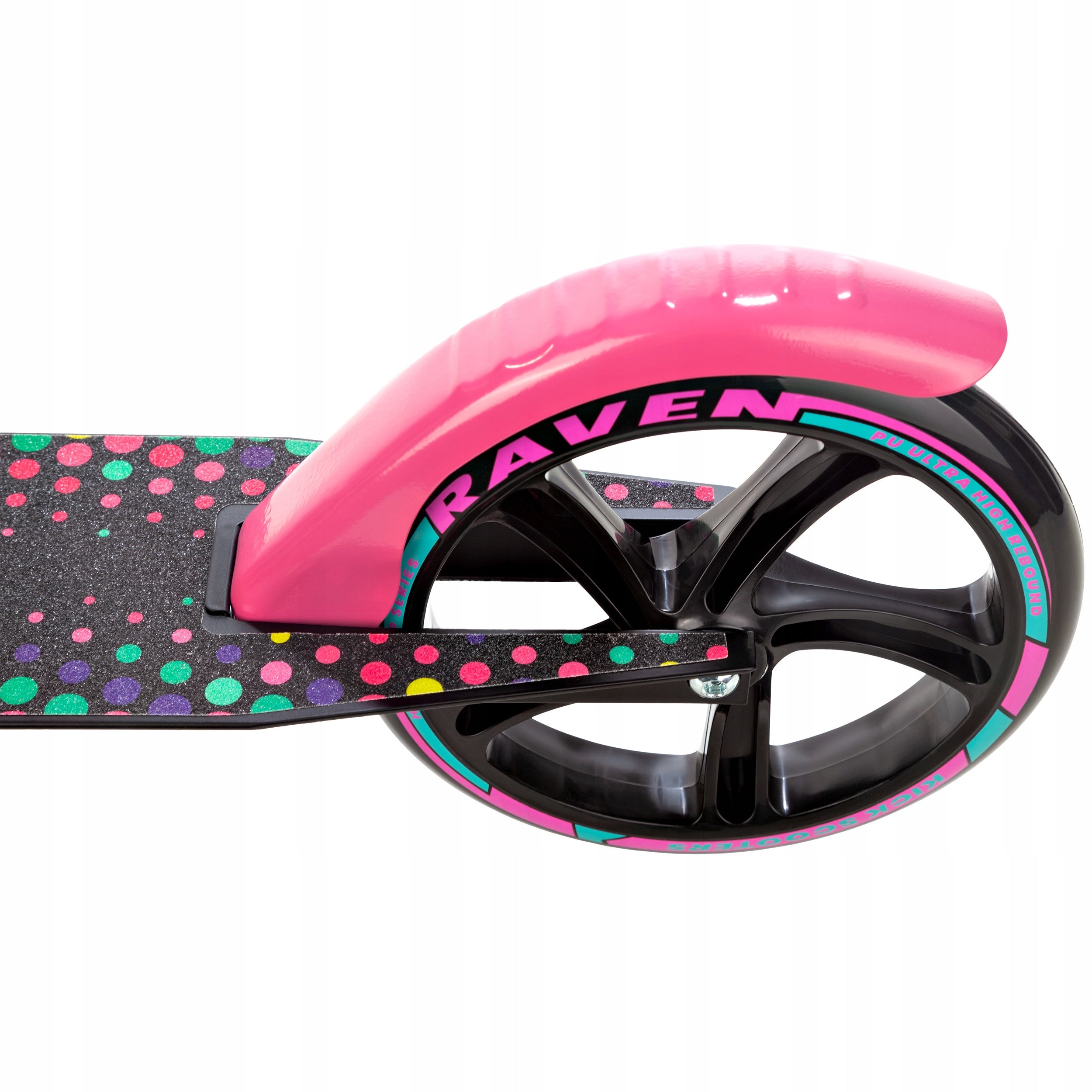 Scooter LARGE Folding RAVEN Dots Black 200mm with brake water bottle holder Kind two-wheeled