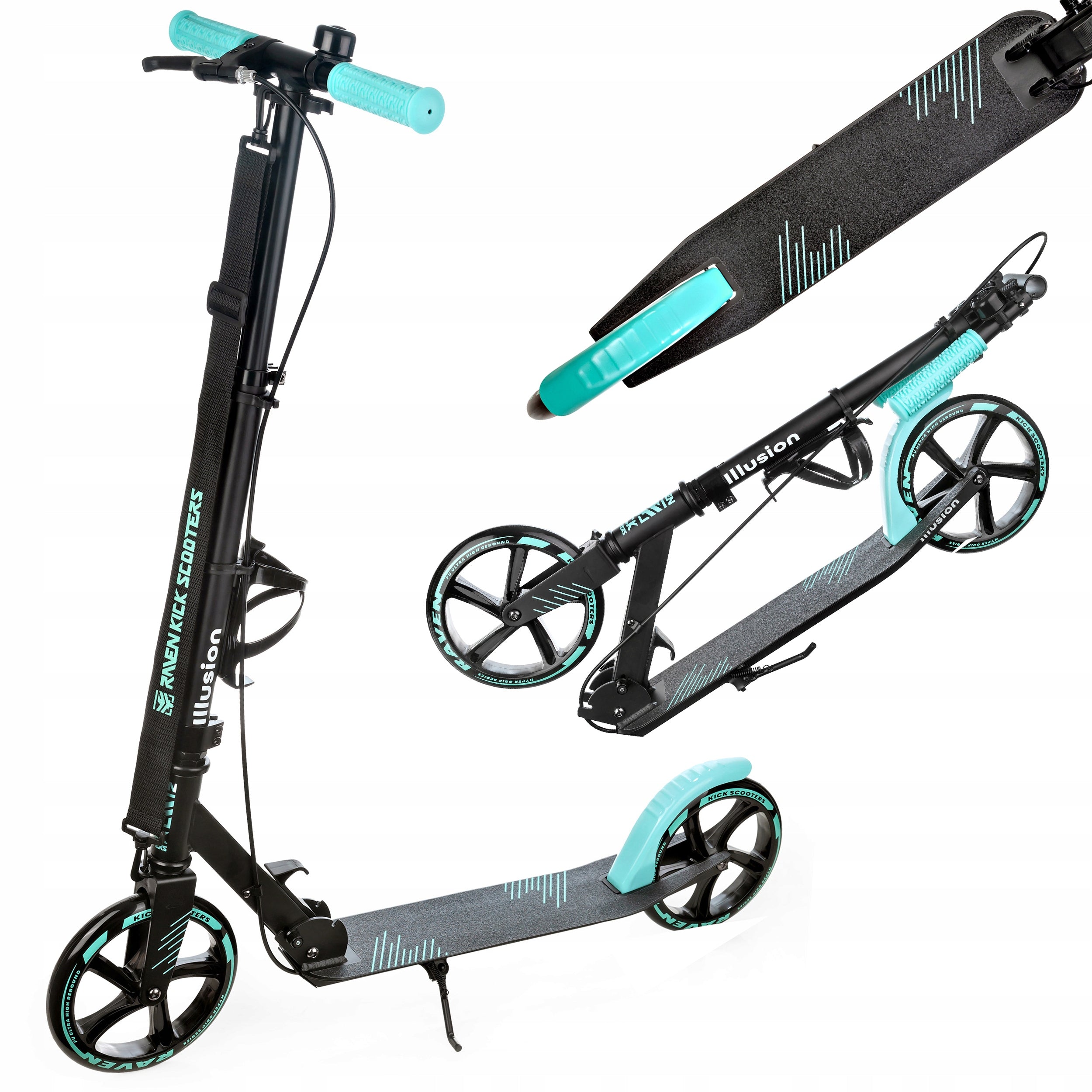 Scooter LARGE Folding RAVEN Illusion Mint 200mm with brake