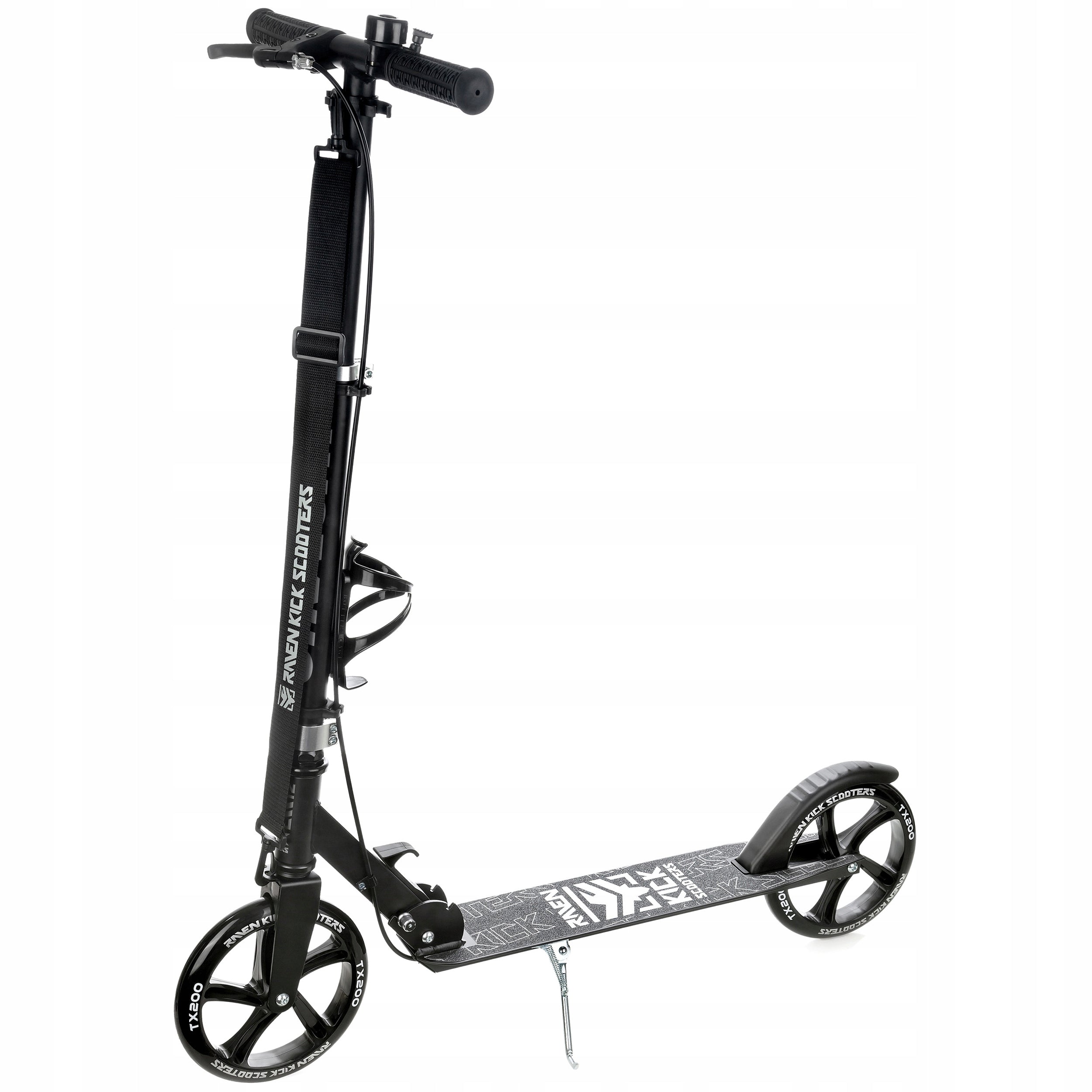 Scooter LARGE RAVEN Straight Black 200mm brake bell water bottle holder Brake no