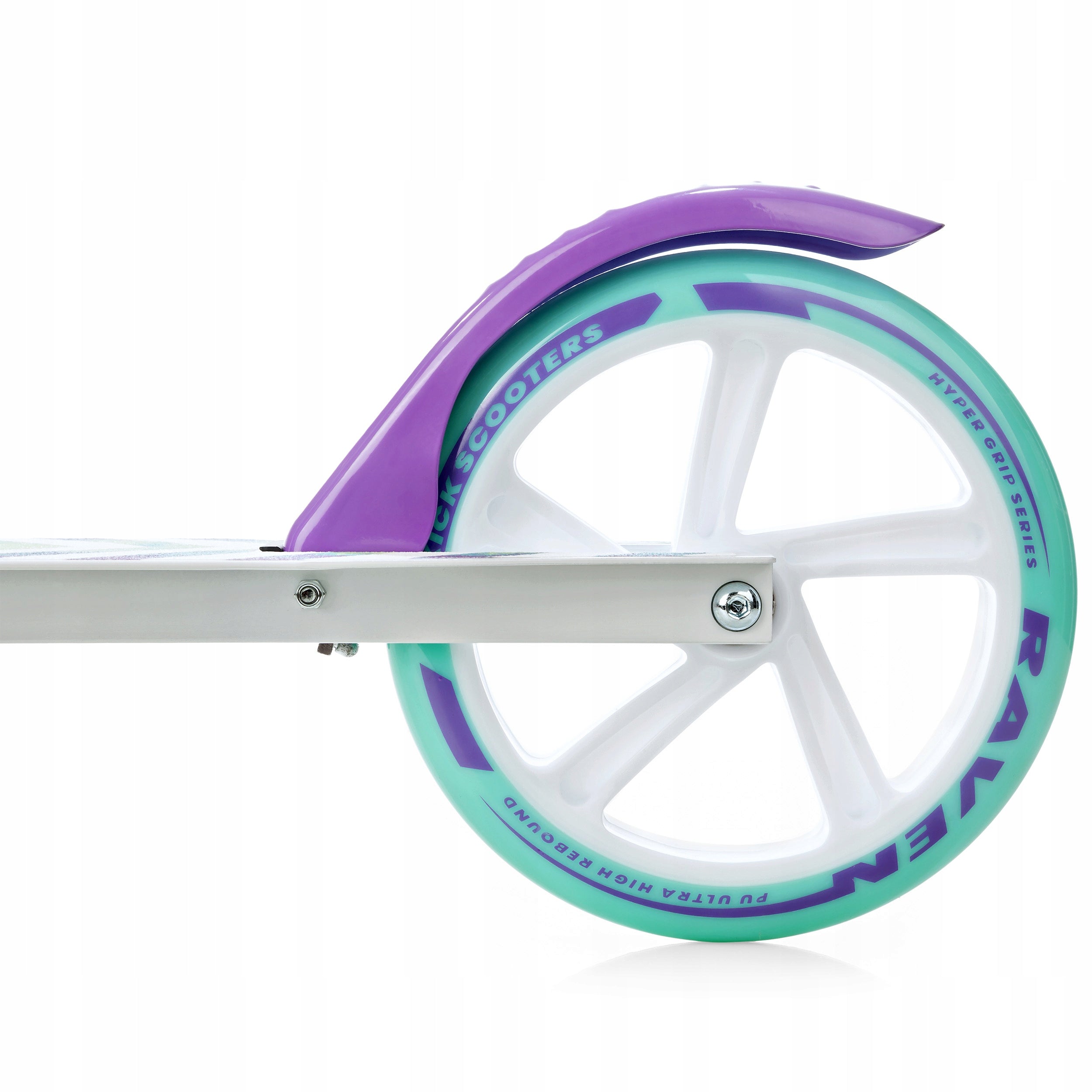 Scooter RAVEN Pastelle 200mm with brake and bell Color white purple blue green