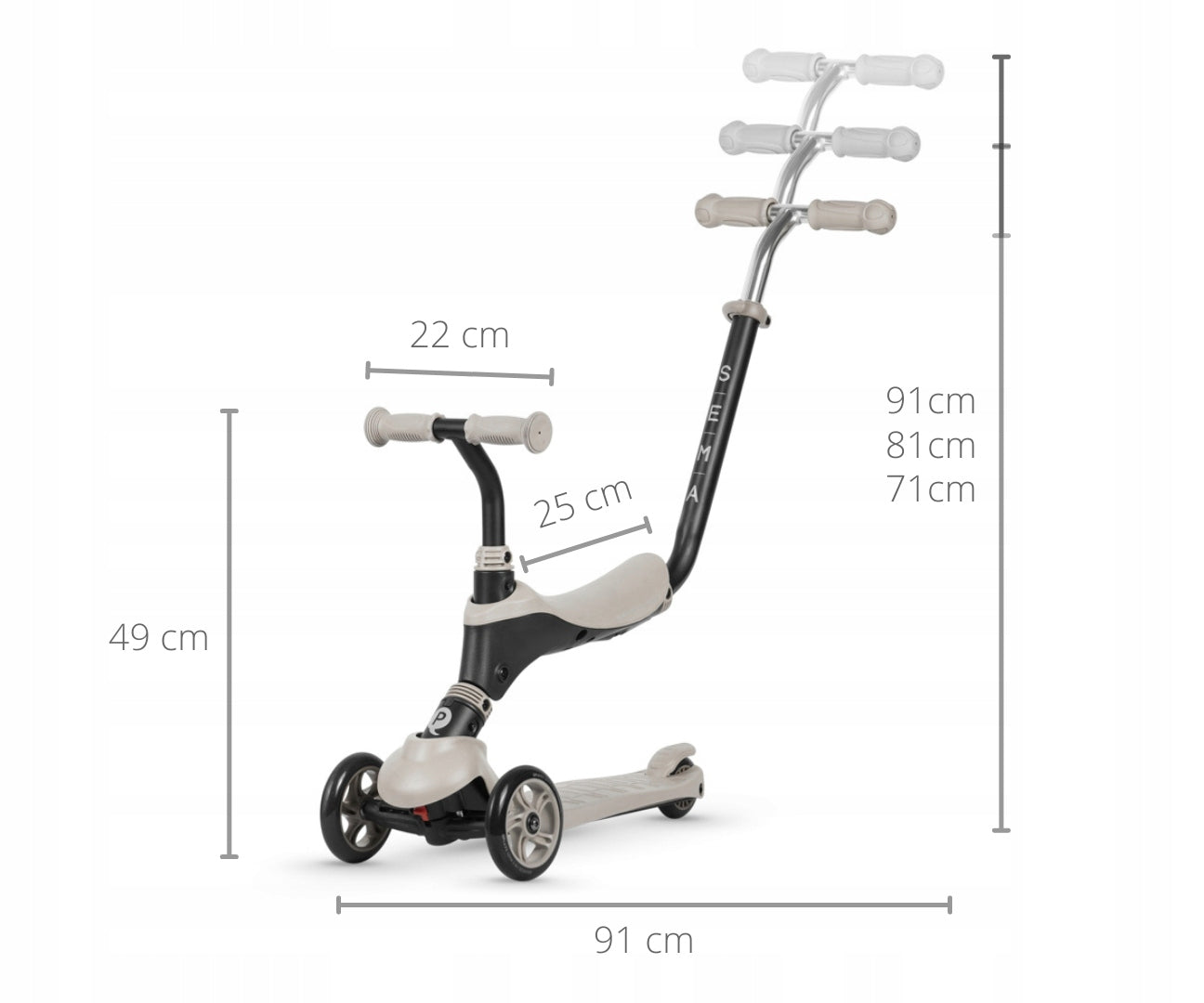 Scooter Sema Qplay 3in1 balance with handle ride-on for children with seat Additional features seat