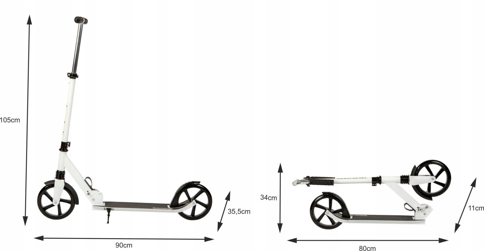 Scooter White Folding Height Adjustment 91-100 cm Children and Youth Color white