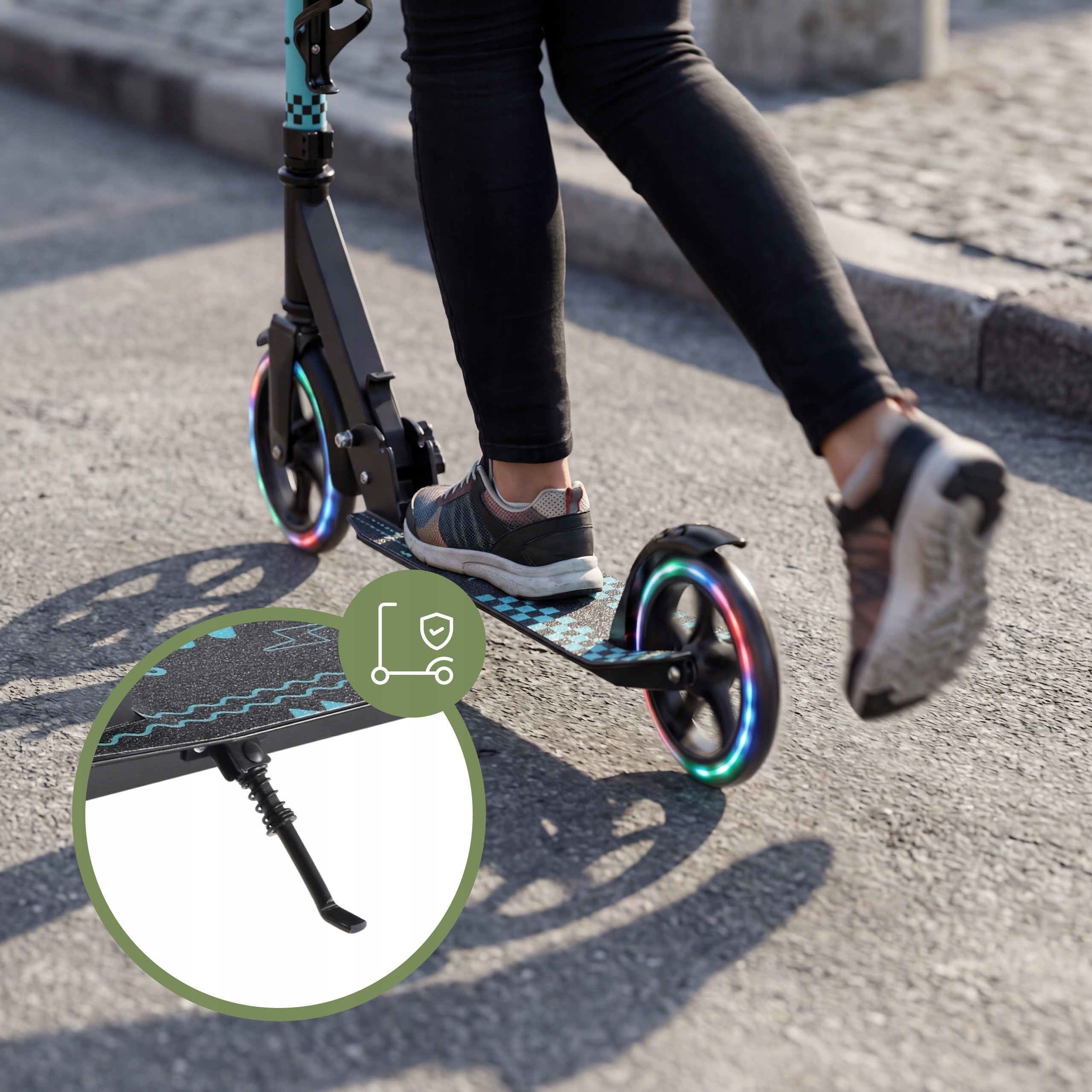 Scooter for children youth TULANO urban pixel LED folding handle 7l+ Color black blue