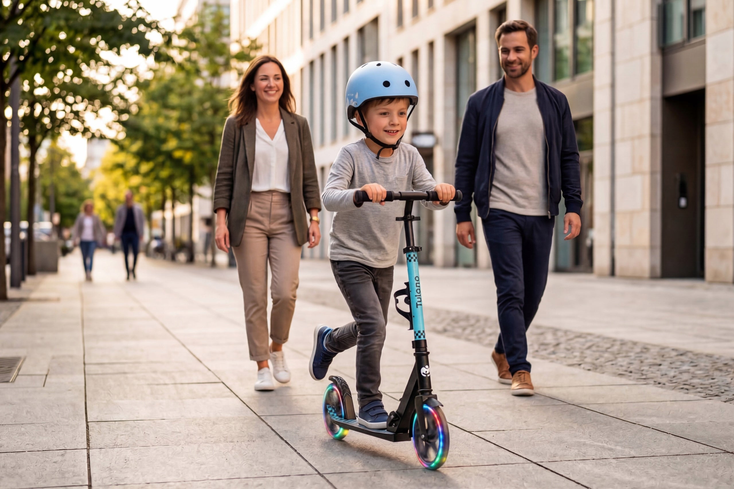 Scooter for children youth TULANO urban pixel LED folding handle 7l+ Manufacturer code TN-ZIGZAG 45 BLUE
