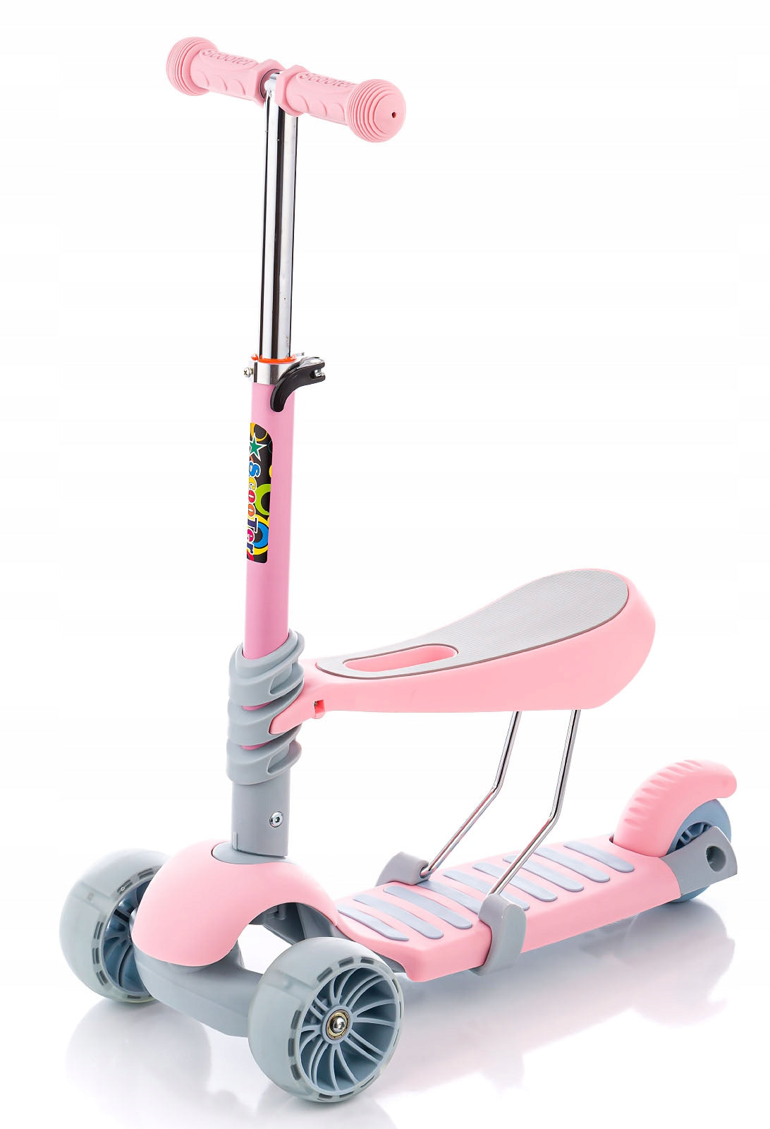 Scooter for girls Balance Tricycle Unicorn Ride-on LED wheels Color pink gray