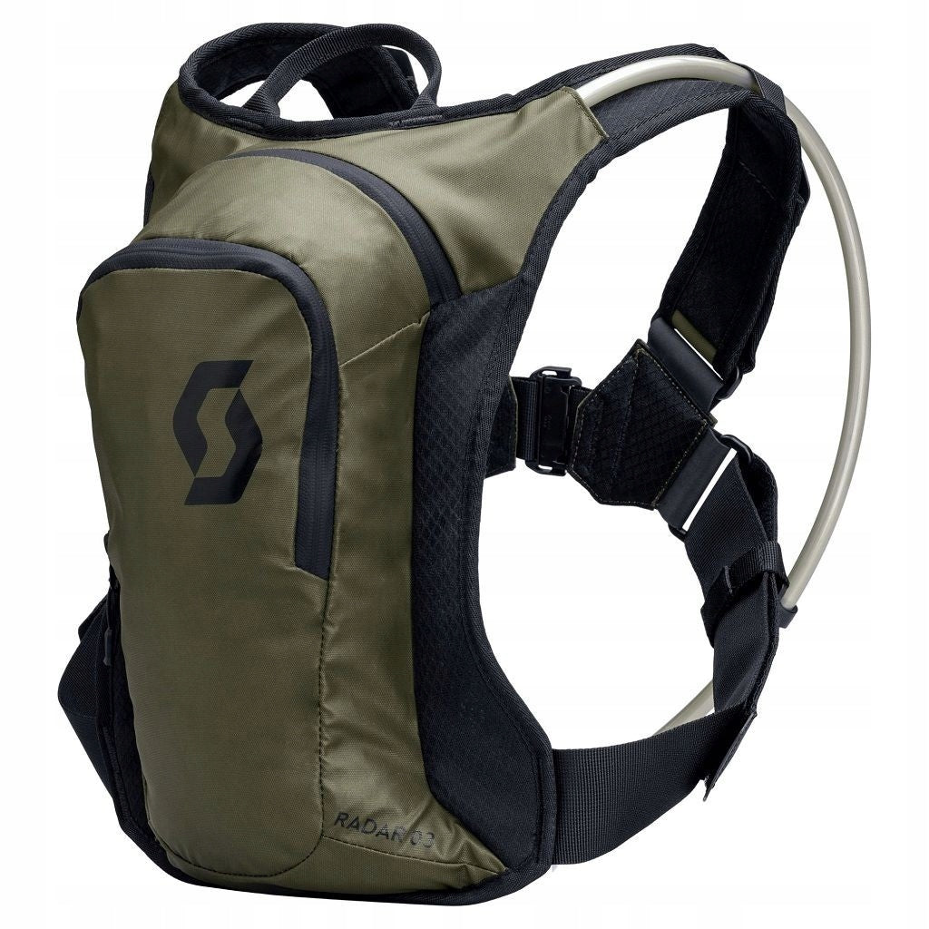 Scott Hydration Backpack Radar 3L Black and Green With 2L Bottle