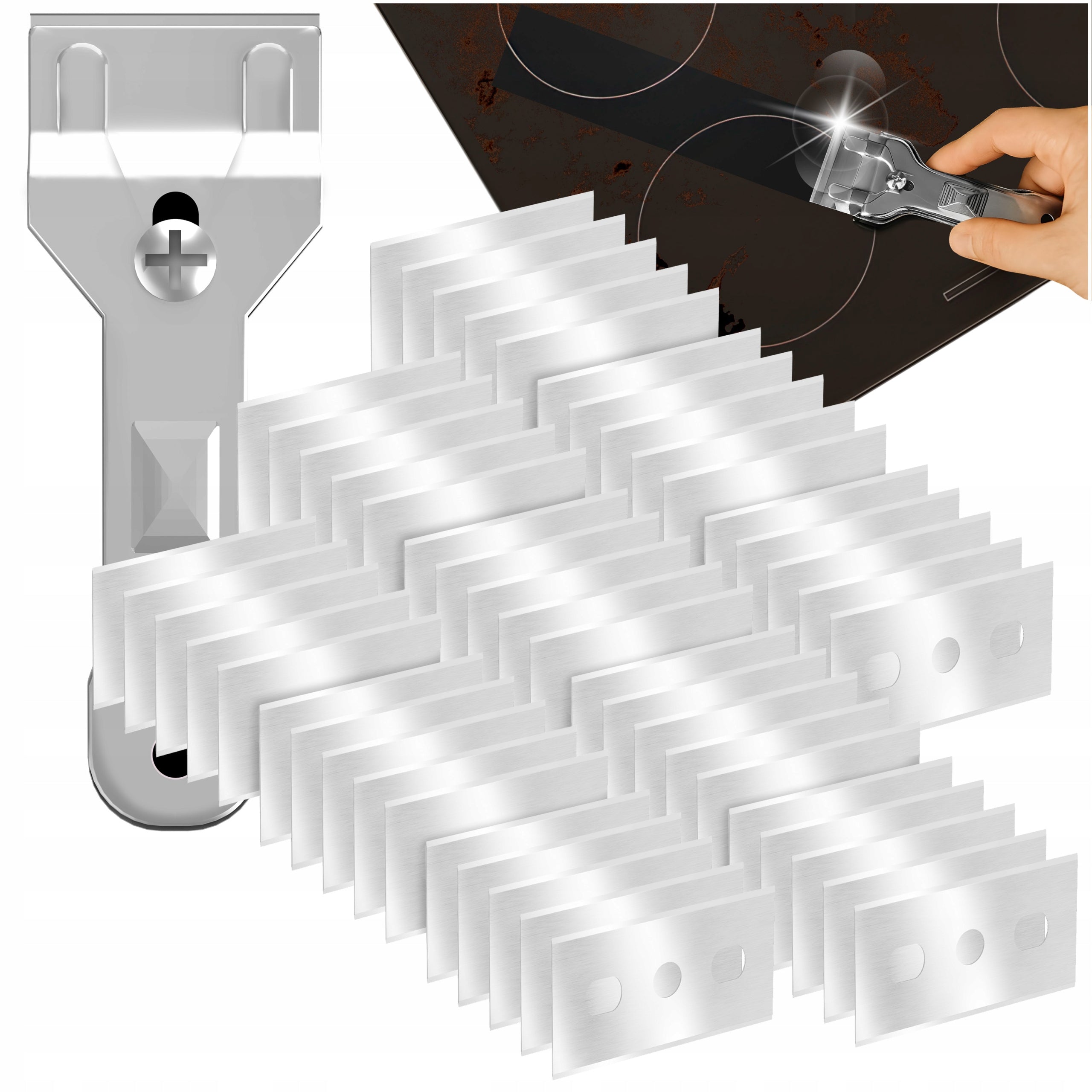 Scraper for induction cooktop ceramic mirror glass + 50 blades