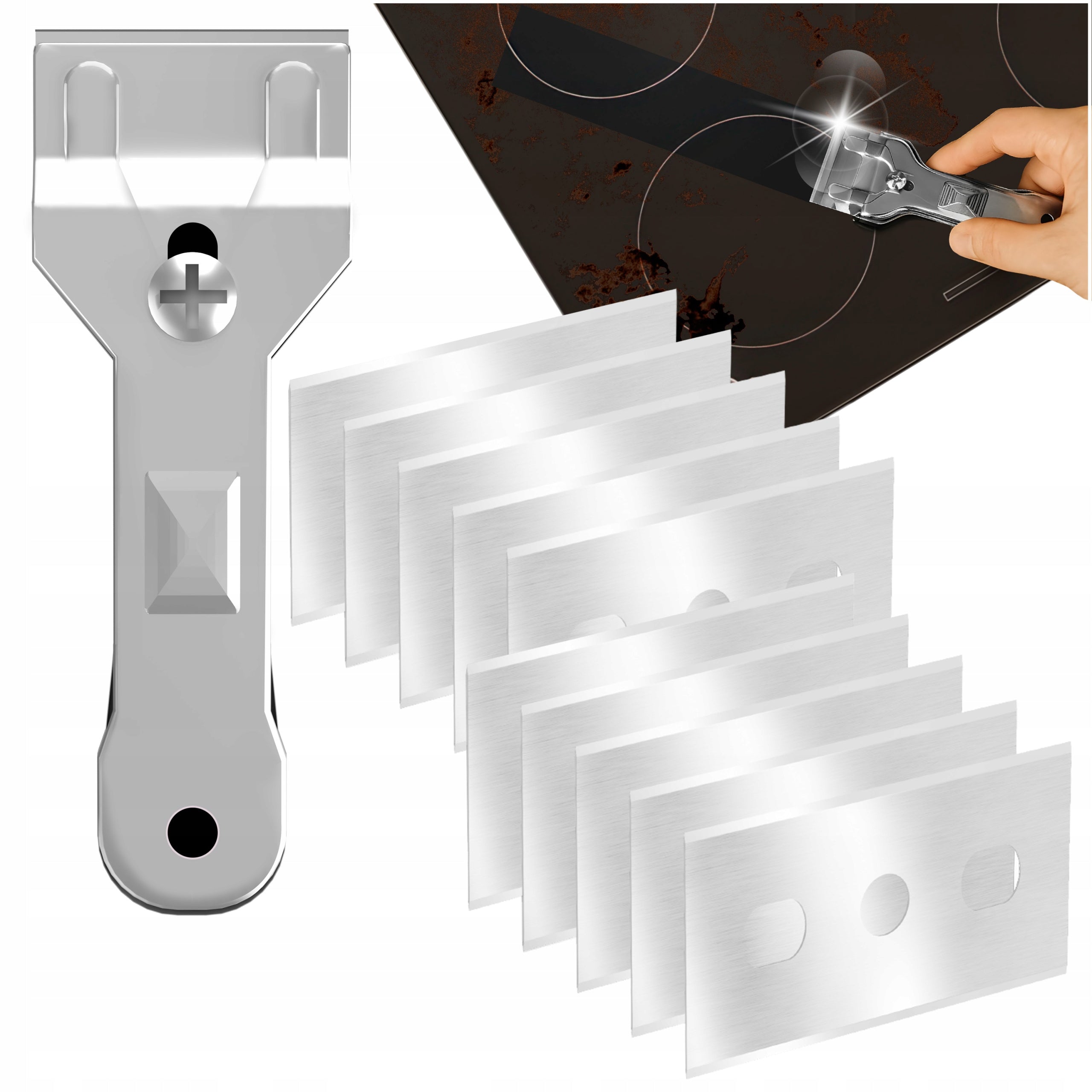 Scraper scraper for ceramic induction cooktops + 10 blades