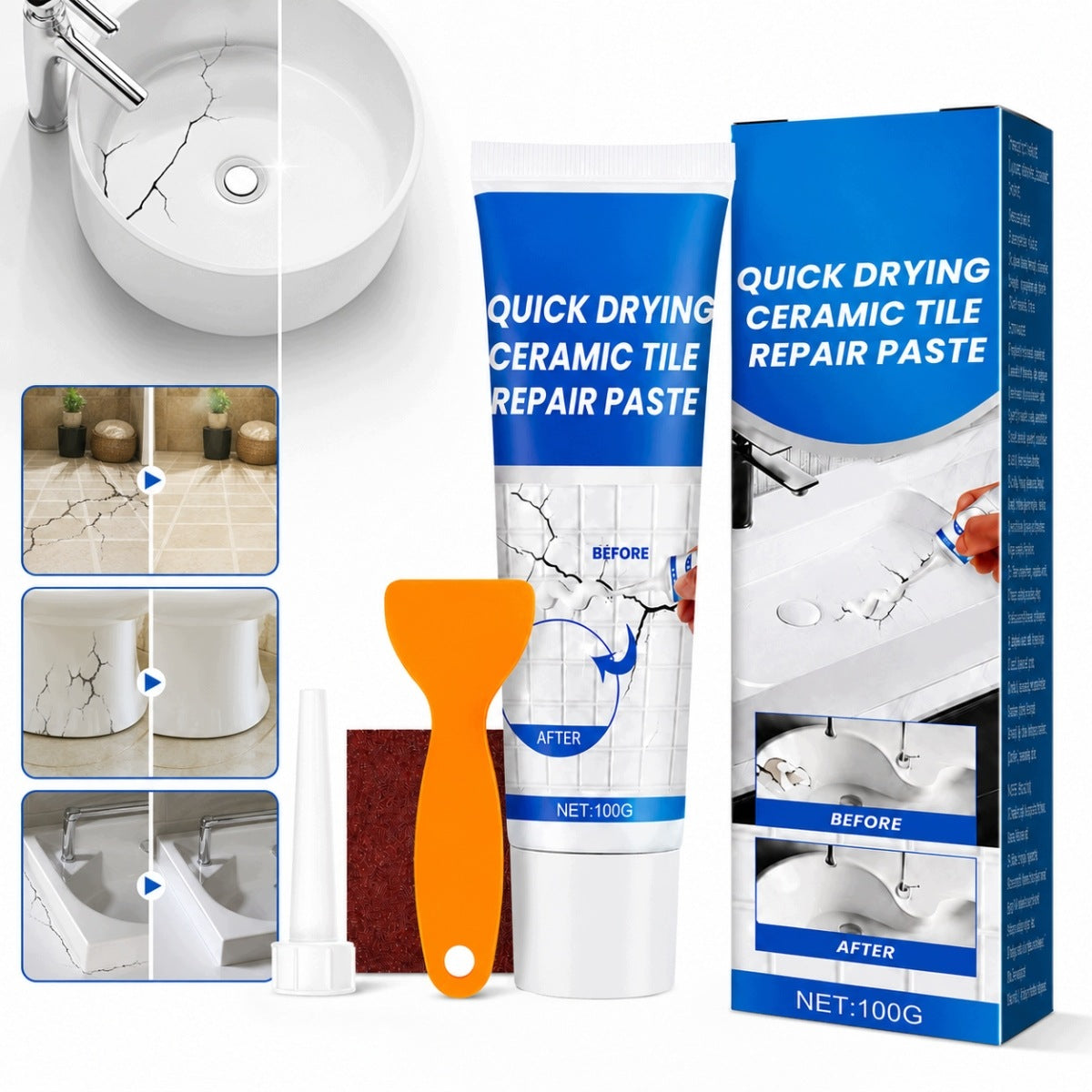 Scratch Hole Tile Crack Bathtub Repair Kit 100 g
