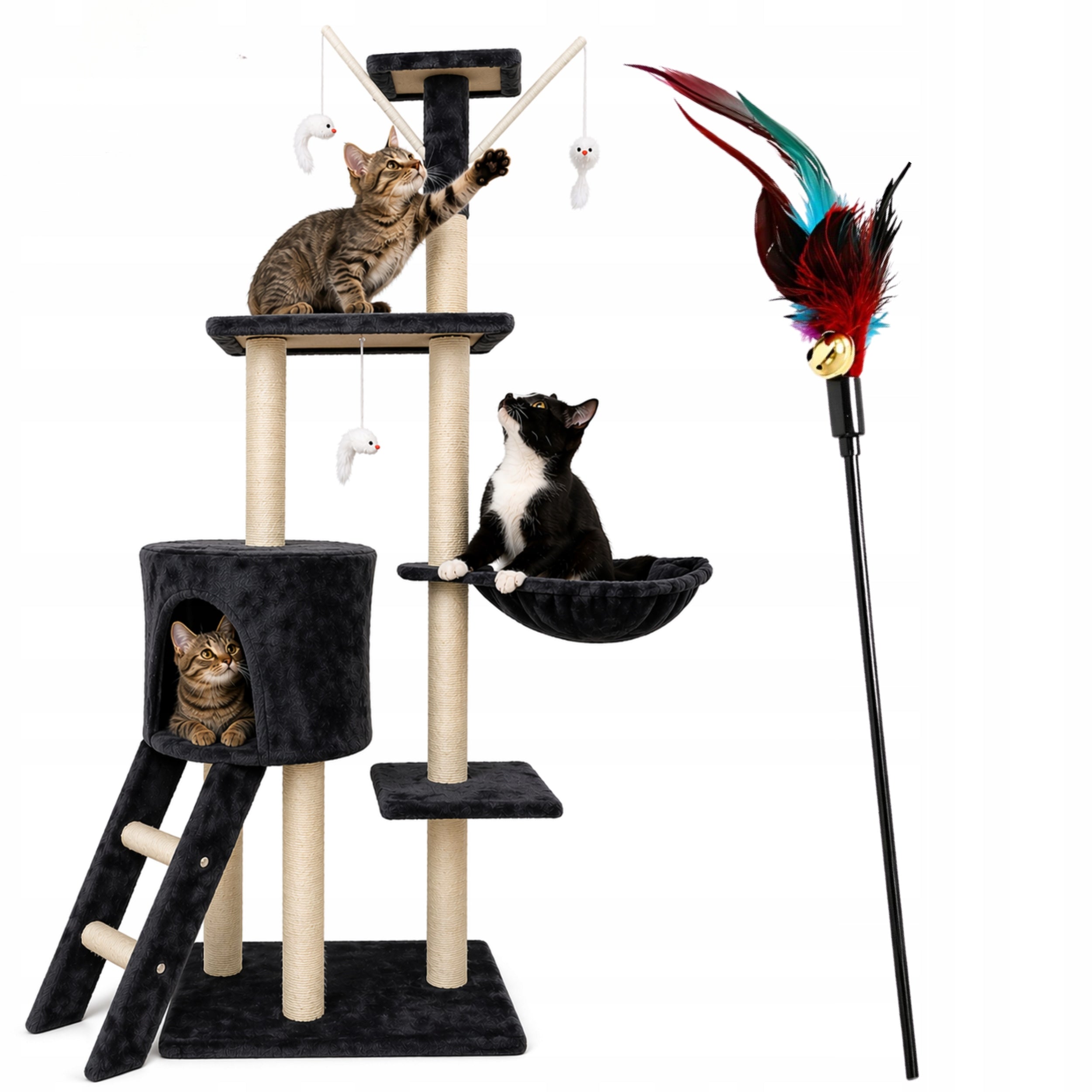 Scratcher Cat Booth Fishing Rod High Tree Bed Toy Freebie MT05