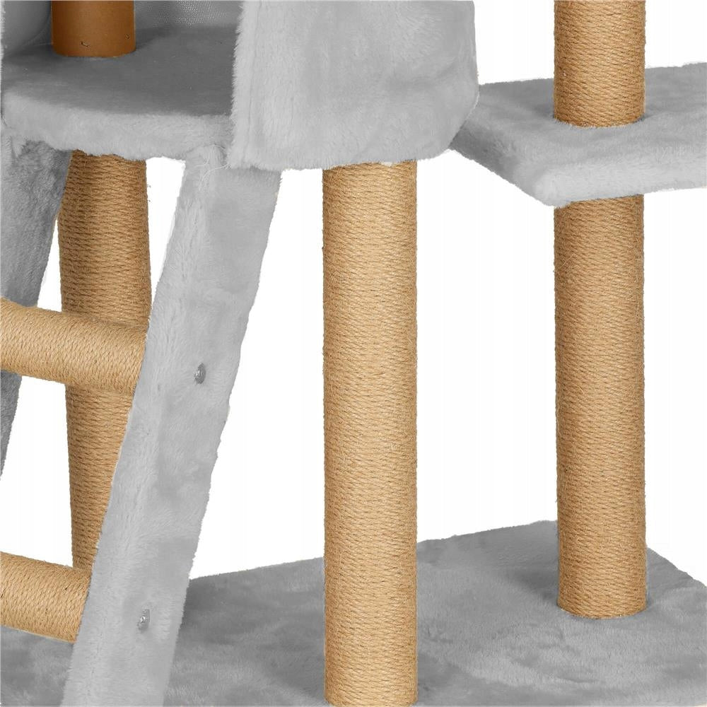 Scratcher High Bed Scratching Post Tower Cottage 8 Levels 136cm Color gray