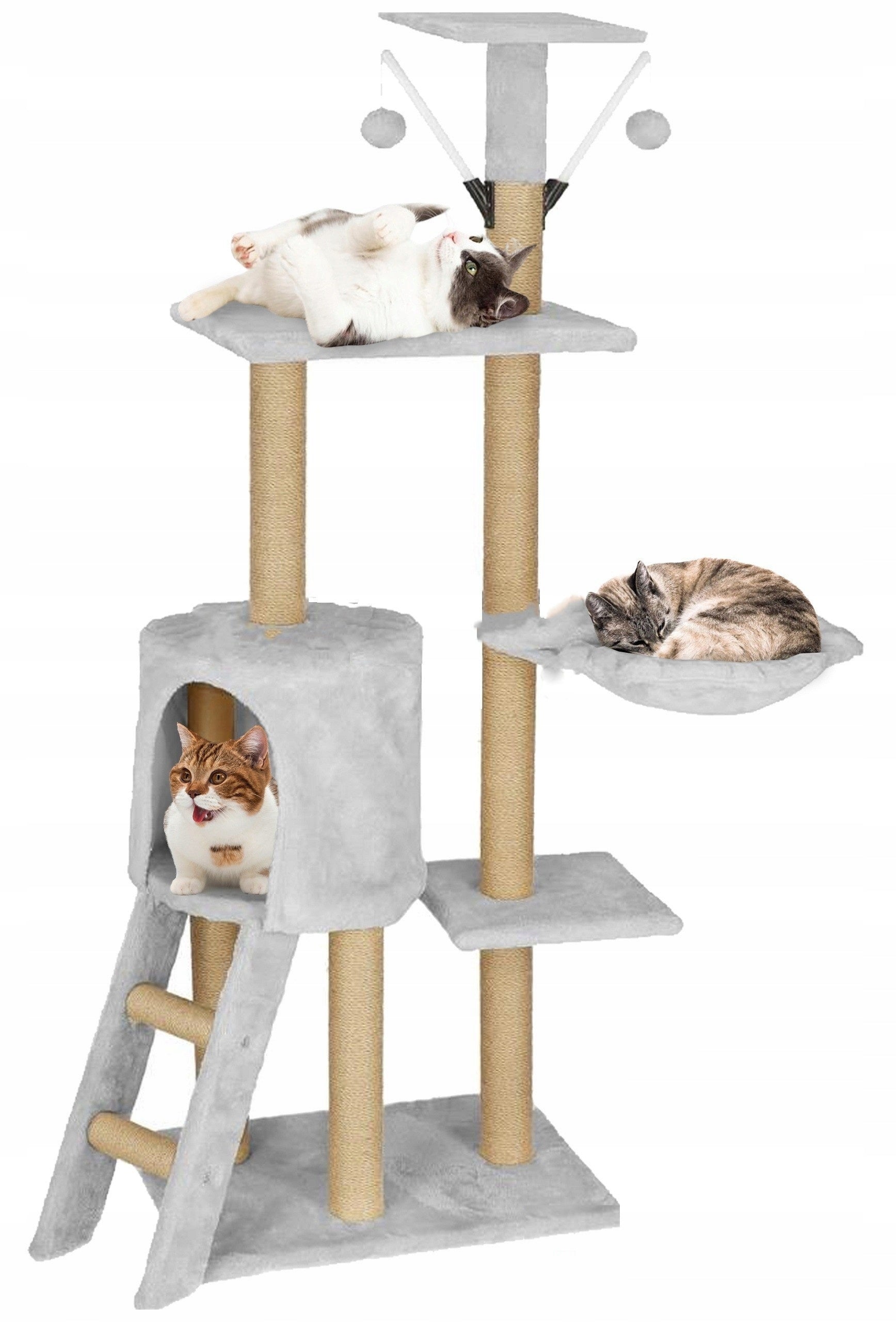 Scratcher High Bed Scratching Post Tower Cottage 8 Levels 136cm Manufacturer code Drapak Dla Kota Wielopoziomowy Szary v1