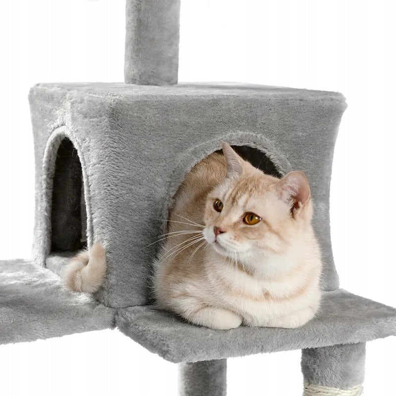 Scratcher Tree High Bed Scratching Post Large Grey 143 cm 01 Color gray