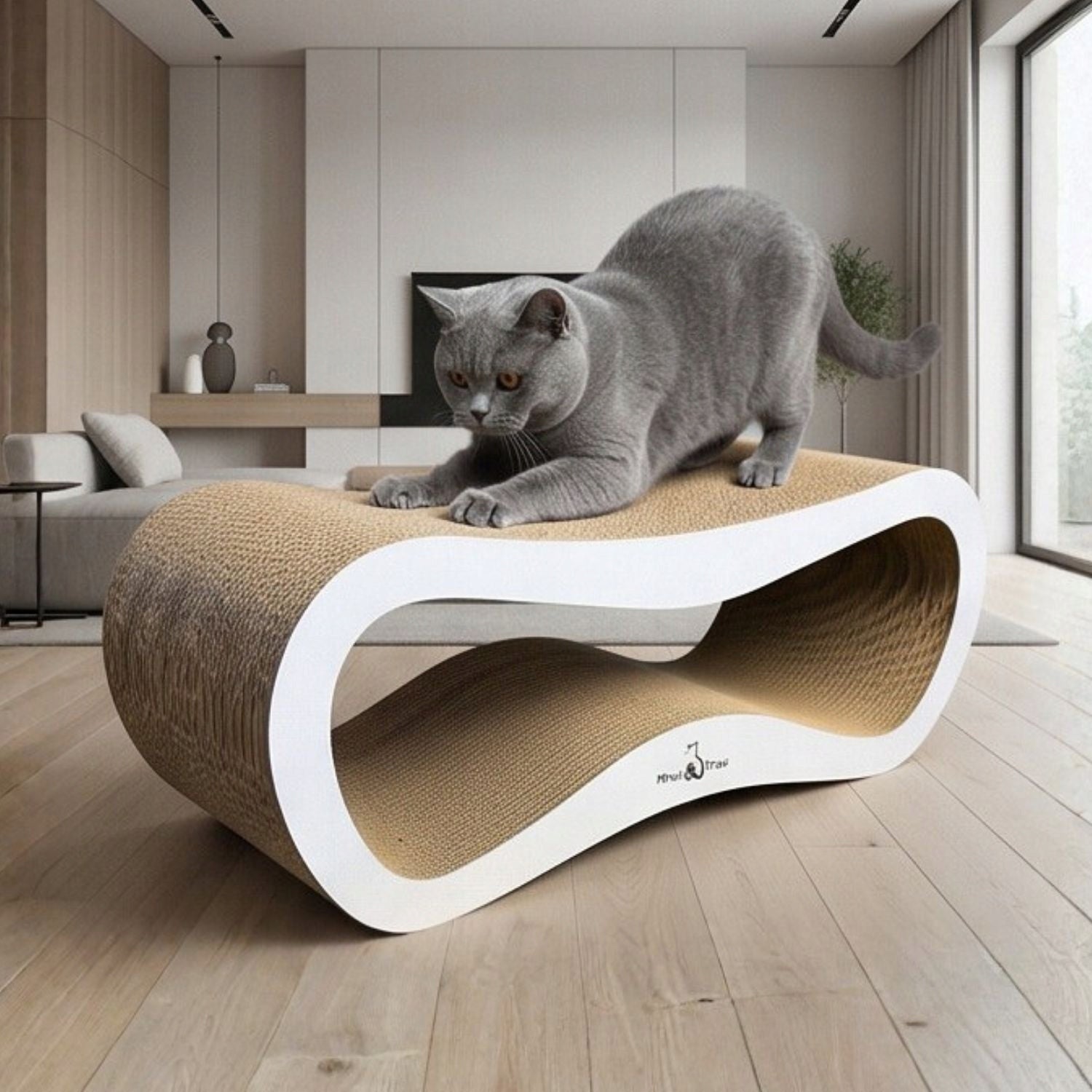 Scratcher White Mruu&Pruu Leon Cardboard Scratcher For Cat White Height (cm) up to 60 cm