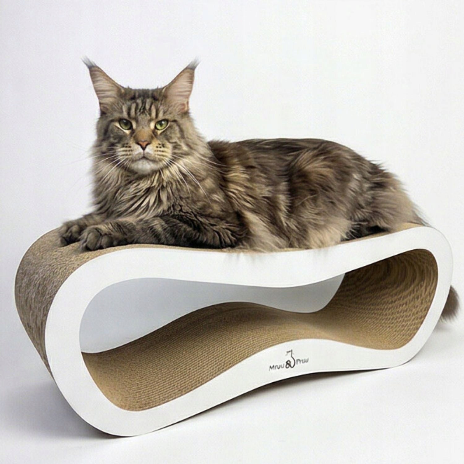 Scratcher White Mruu&Pruu Leon Cardboard Scratcher For Cat White Kind small scratching post wave bed scratching mats