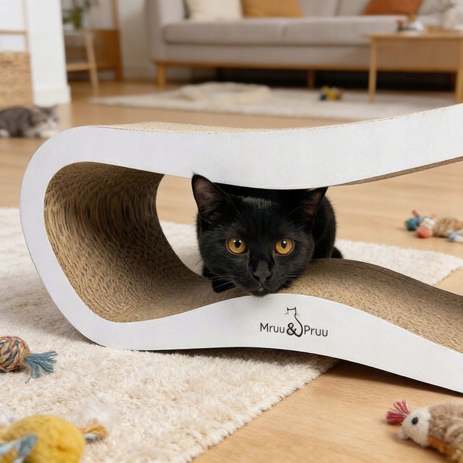 Scratcher White Mruu&Pruu Leon Cardboard Scratcher For Cat White Packaging status original