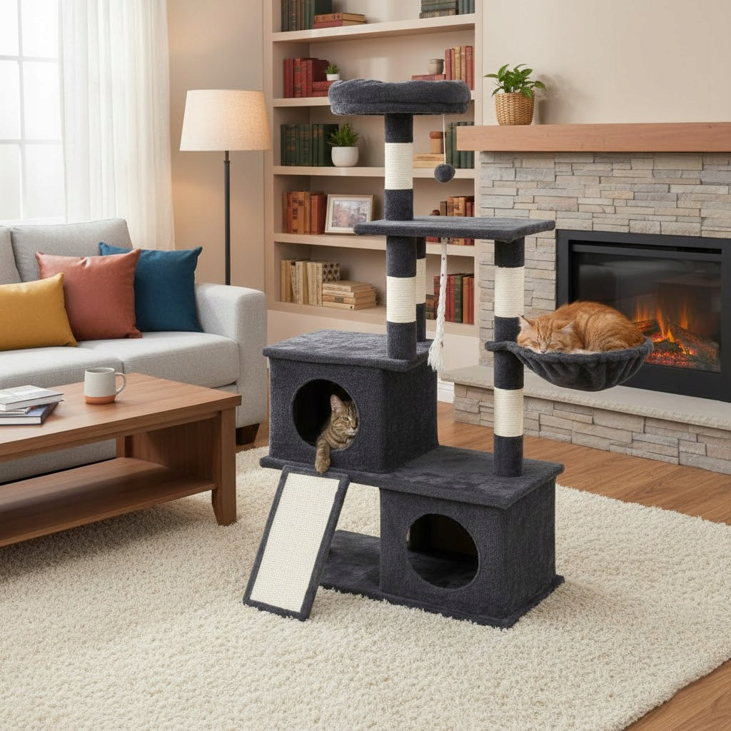 Scratcher cat booth tree bed cottage posts 115cm 5 levels (F200) Brand no brand
