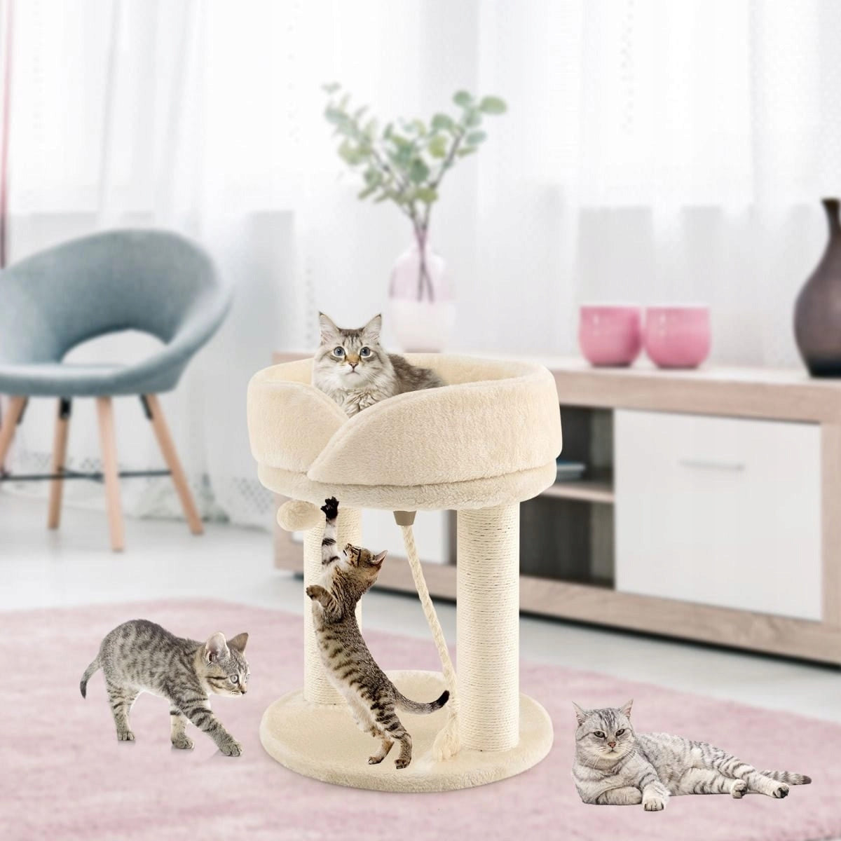 Scratcher low, bed Costway up to 60 cm Color beige