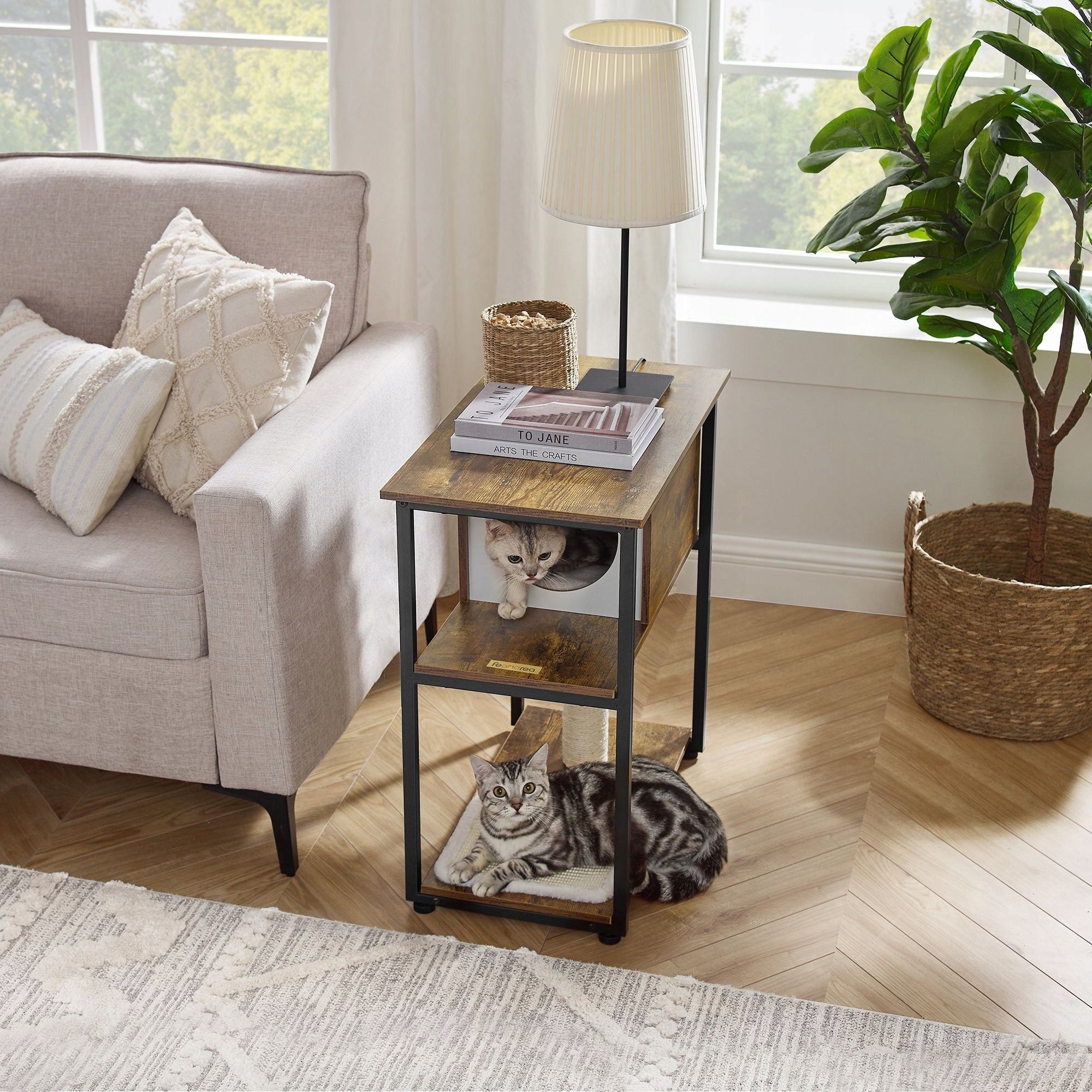Scratcher with booth Bed Side table Rustic brown Vintage 59x36x67 cm Length 59 cm