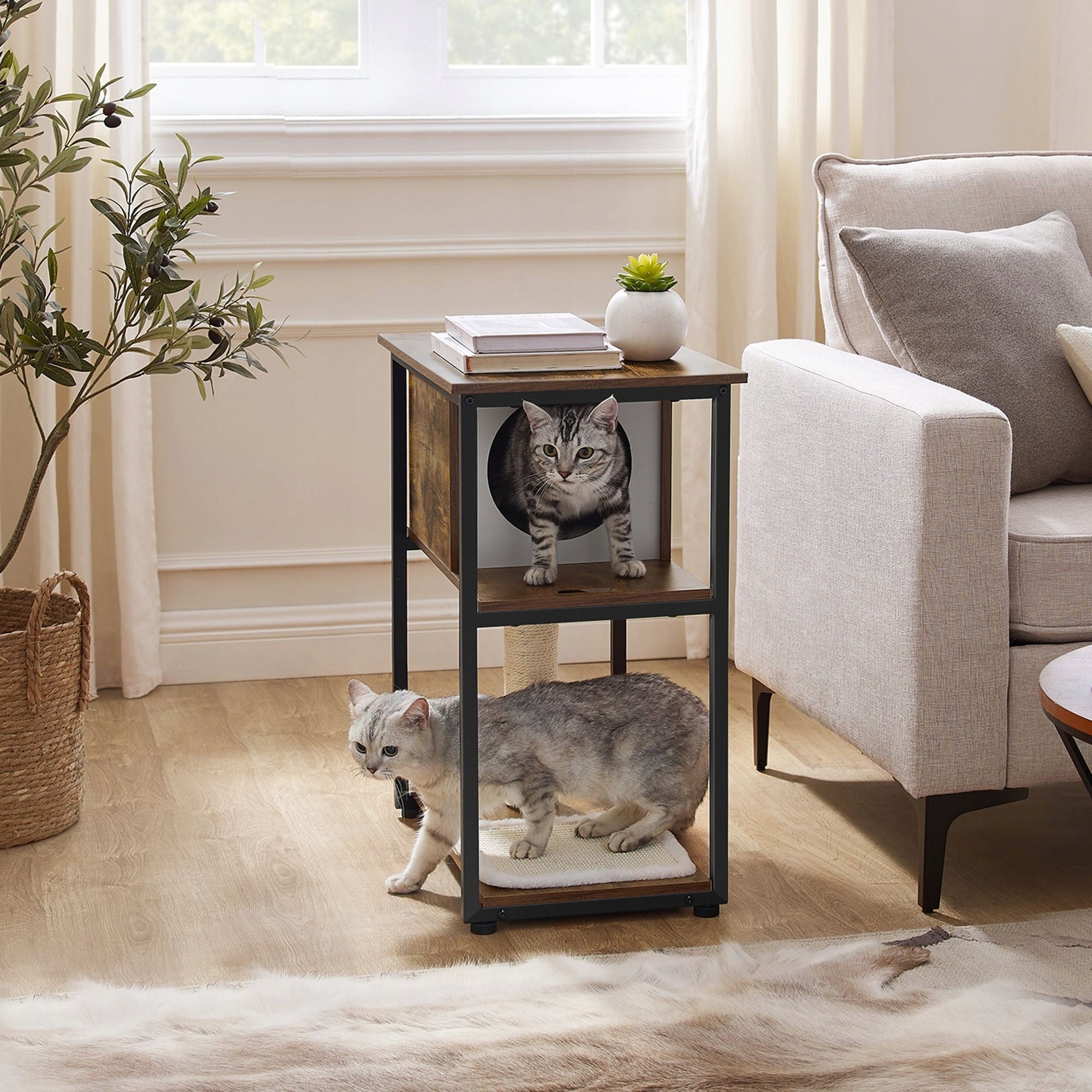 Scratcher with booth Bed Side table Rustic brown Vintage 59x36x67 cm Manufacturer code PCT111H01