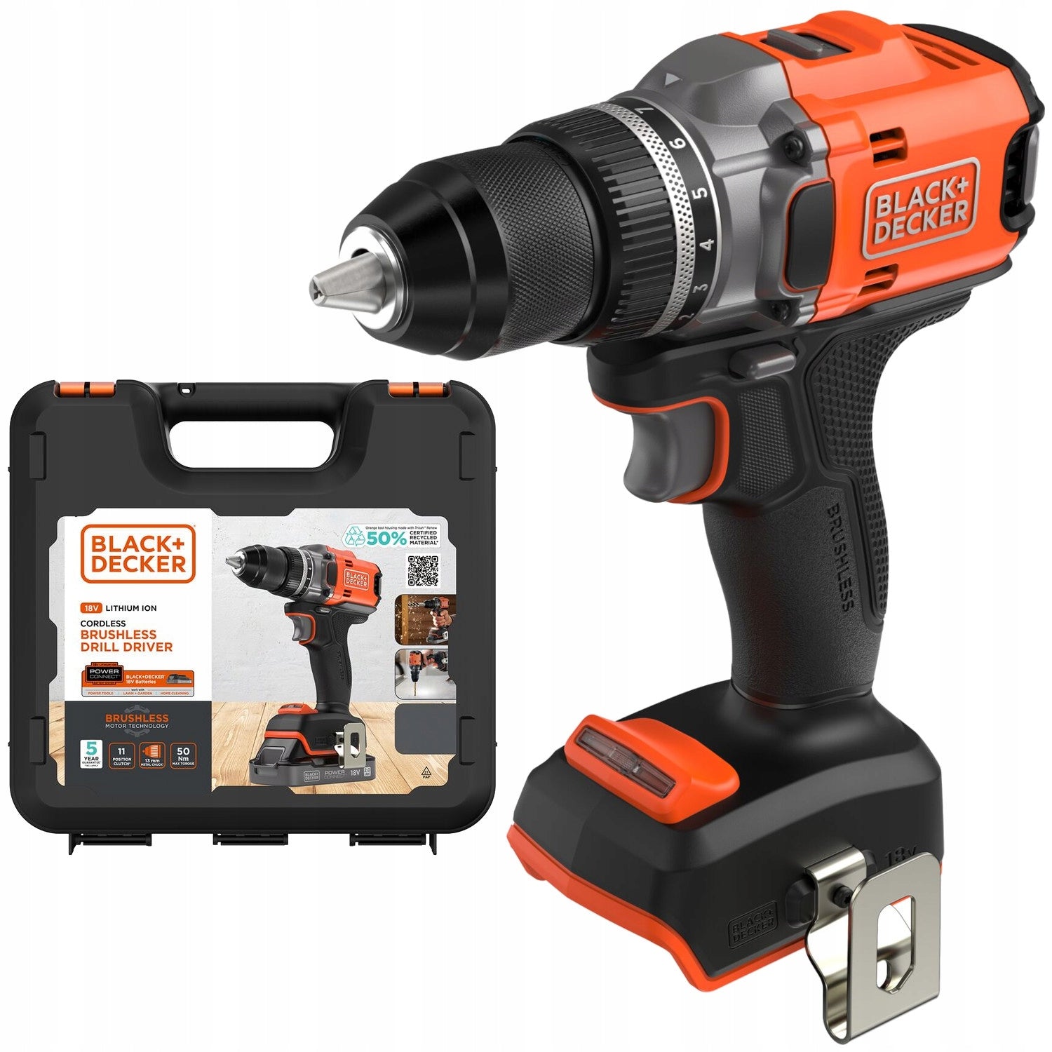 Screwdriver 18V 50Nm Power Connect BLACK DECKER BLD682XN Brushless Suitcase