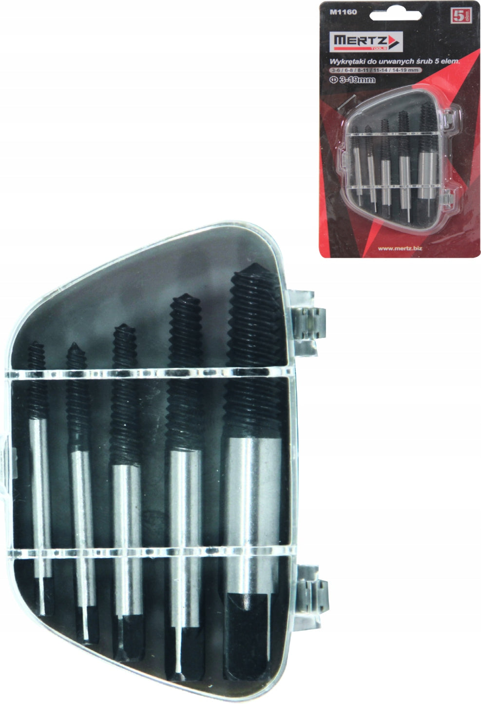 Screwdriver set for broken screws Mertz broken threads M1160 x5