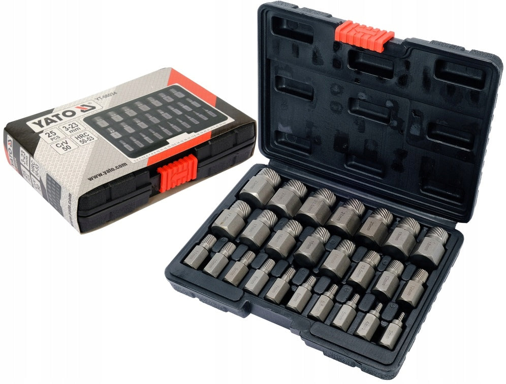Screwdriver set for damaged screws 25 el. Yato YT-06034