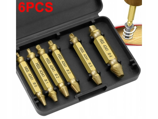 Screwdrivers for Broken Pin Screws Set of 6pcs SCREWS + Case Manufacturer code Komplet wykrętaków do urwanych śrub 6 sztuk