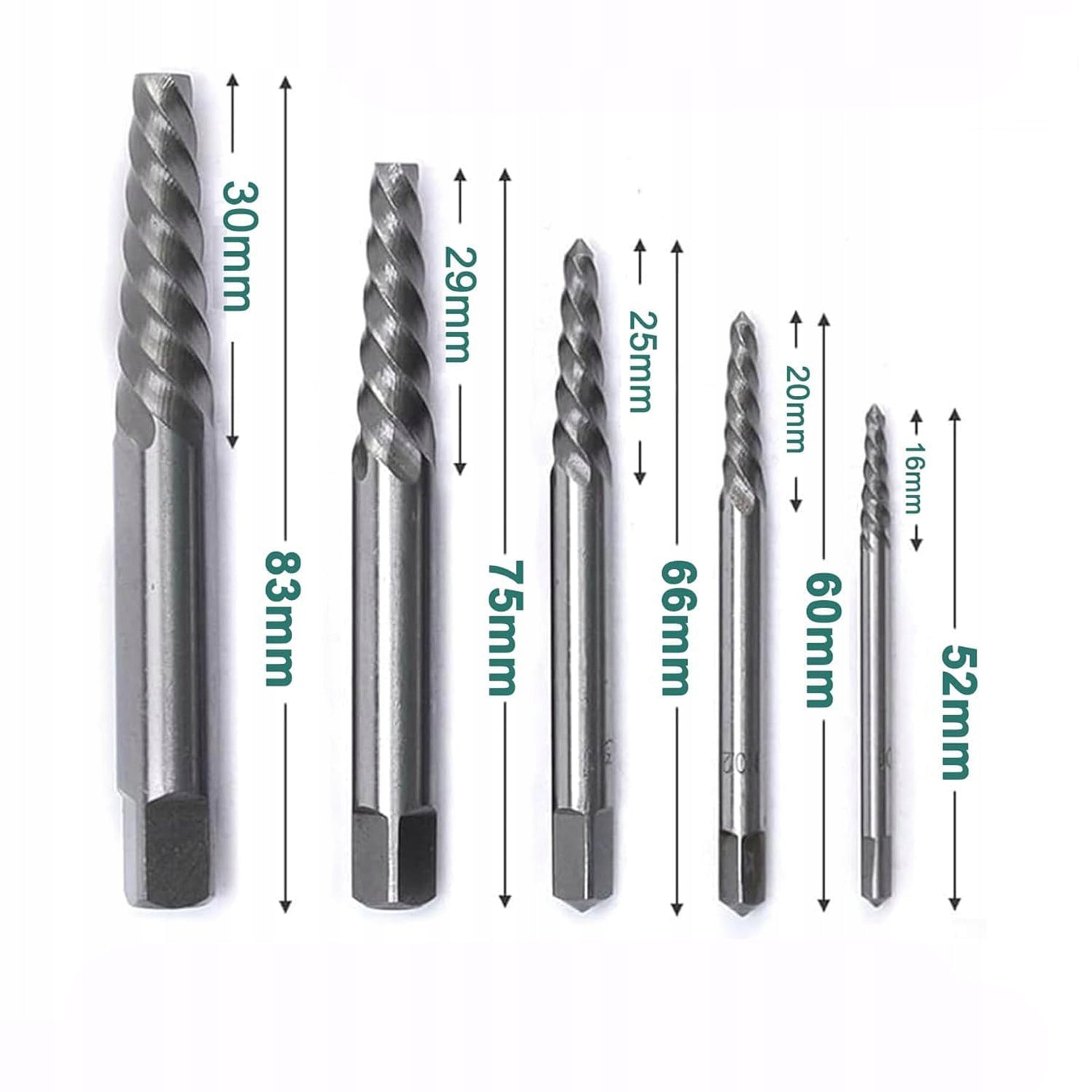 Screwdrivers for broken pins 2-7,5mm 10 pcs Number of items in the set 10
