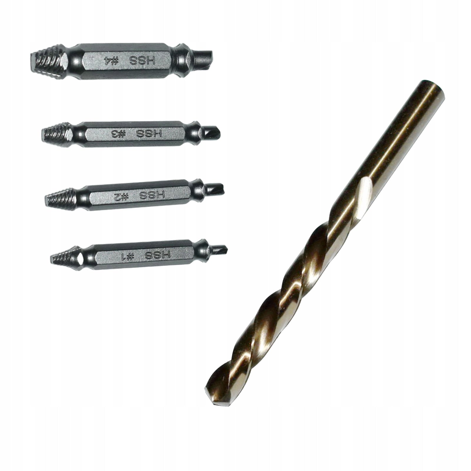 Screwdrivers for broken screws Bits. HSS + Drill bit left 2-3-4 mm HSSCo Packaging status original