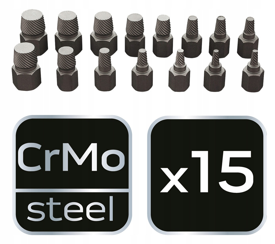 Screwdrivers for broken screws, set of 15 pcs. Number of items in the set 15
