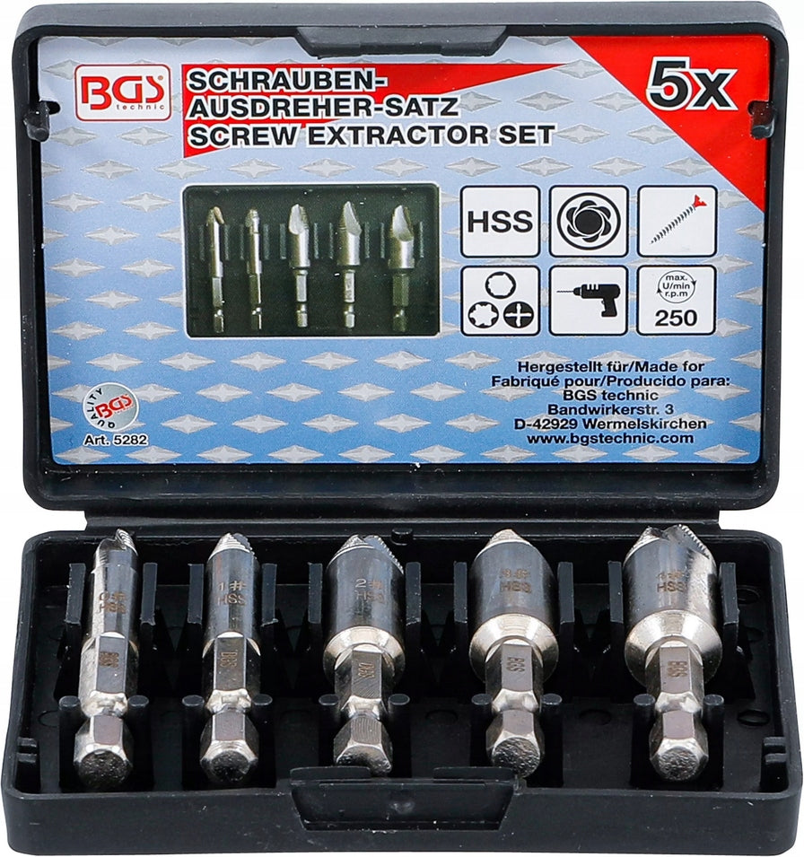 Screwdrivers for damaged screw heads 6-14mm 5 pcs BGS-Germany