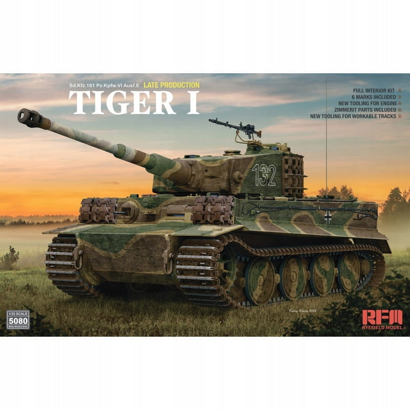 Zusammengebautes Modell Rye Field Model – Sd.Kfz.181 Pz.Kpfw.VI Ausf.E Tiger I Late Production (komplette Innenausstattung), 1/35, RFM-5080 