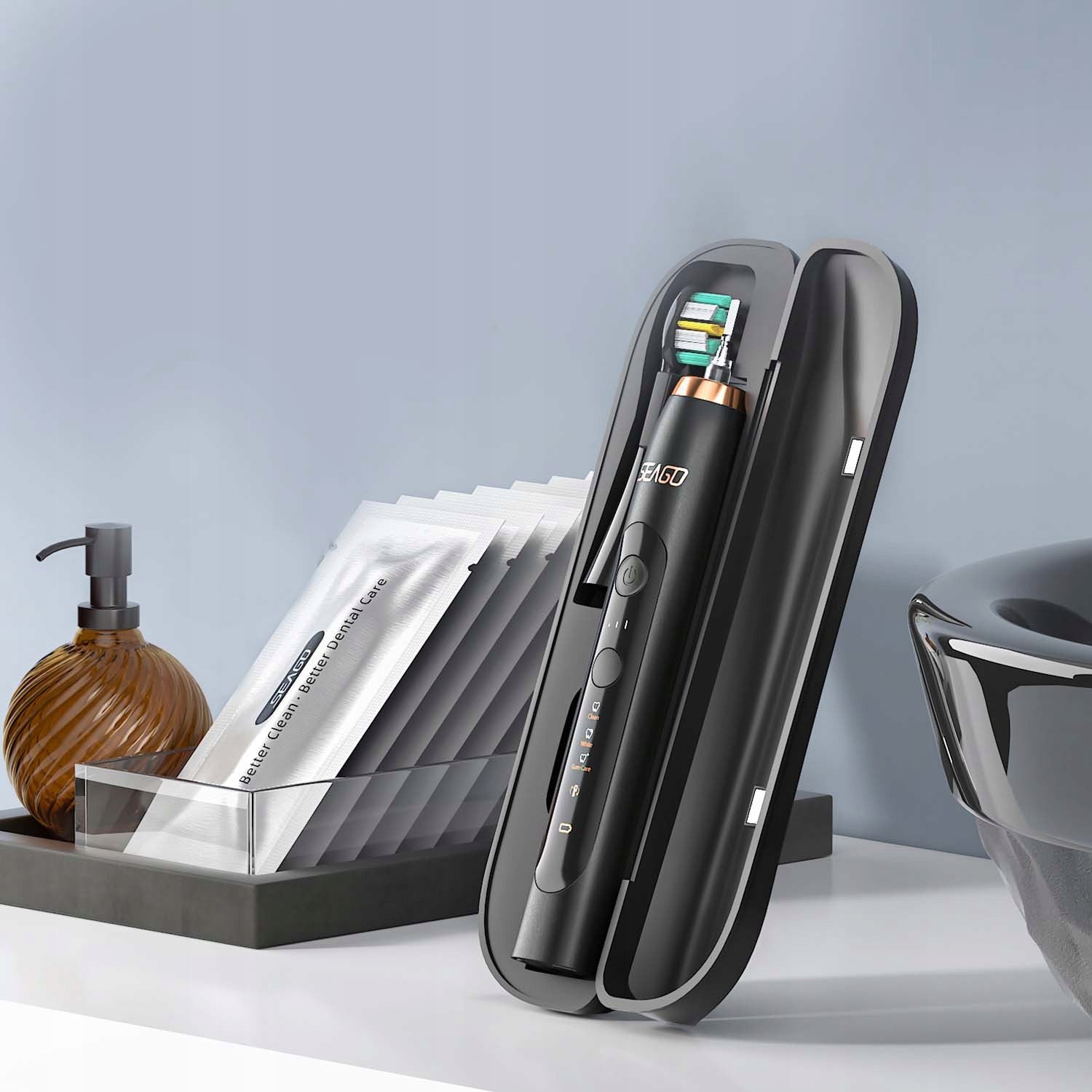 Seago sonic toothbrush SG-982 black, case, 8 heads Manufacturer code SG-982