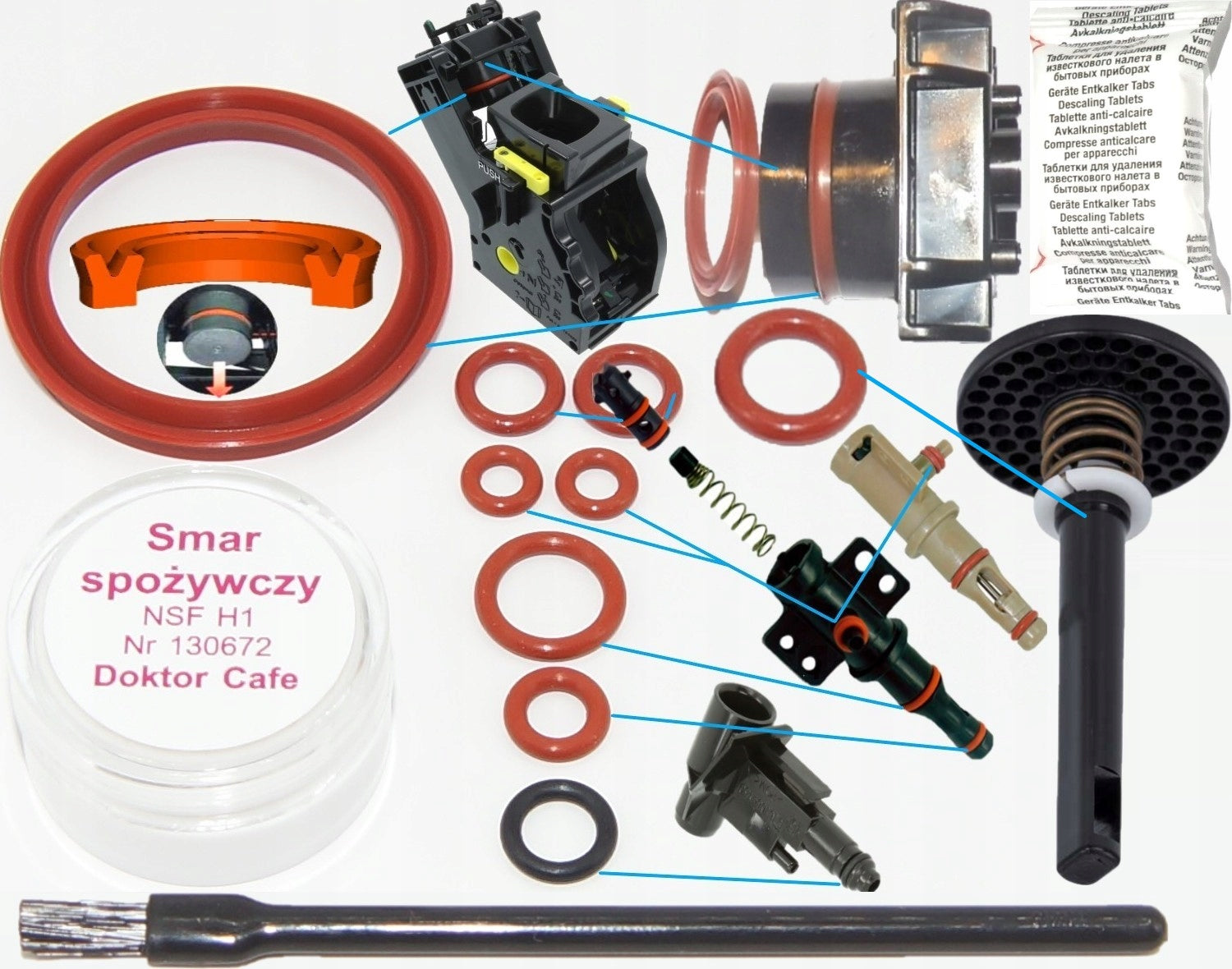 Seal repair kit with special lip Saeco Philips LatteGo 12pcs
