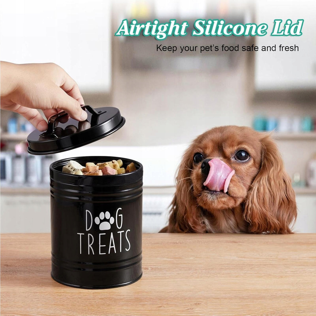 Sealed Storage Container Dog Treat Container Pet Food Box Dog Cookie black
