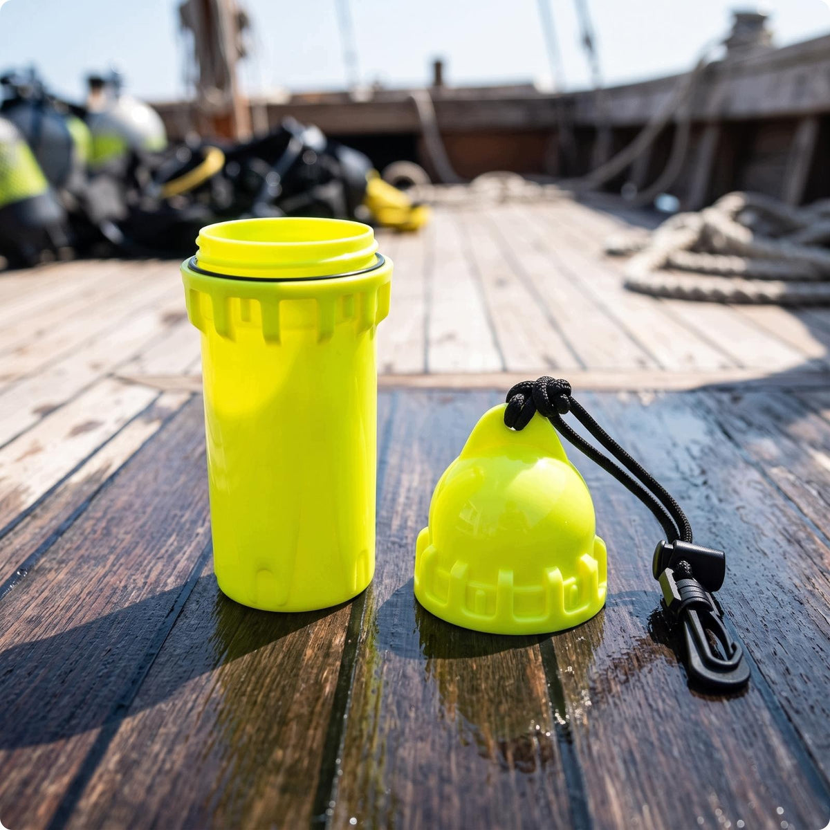 Sealed Waterproof Container with Clip | Compact Fluorescent Yellow